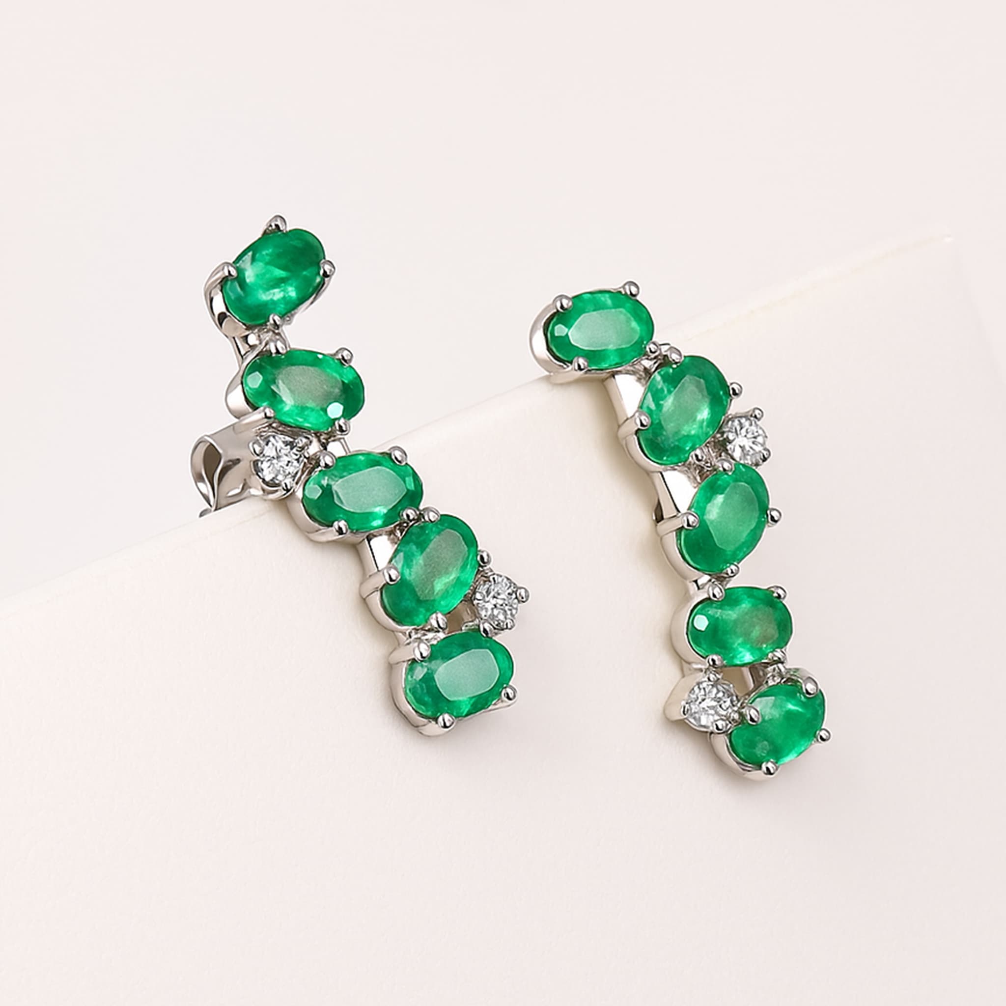 Emerald Diamond Climber Earrings alternate view