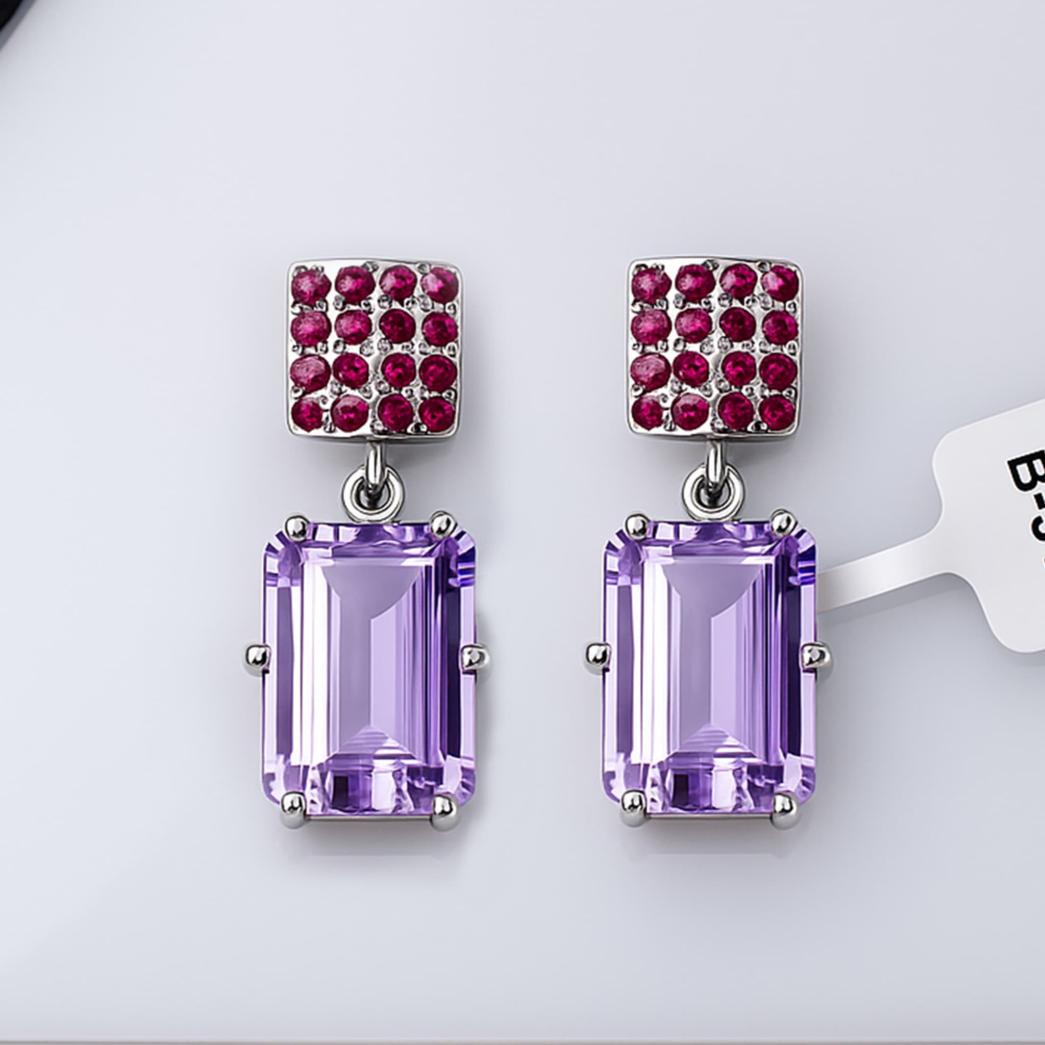 Amethyst Ruby Statement Drop Earrings