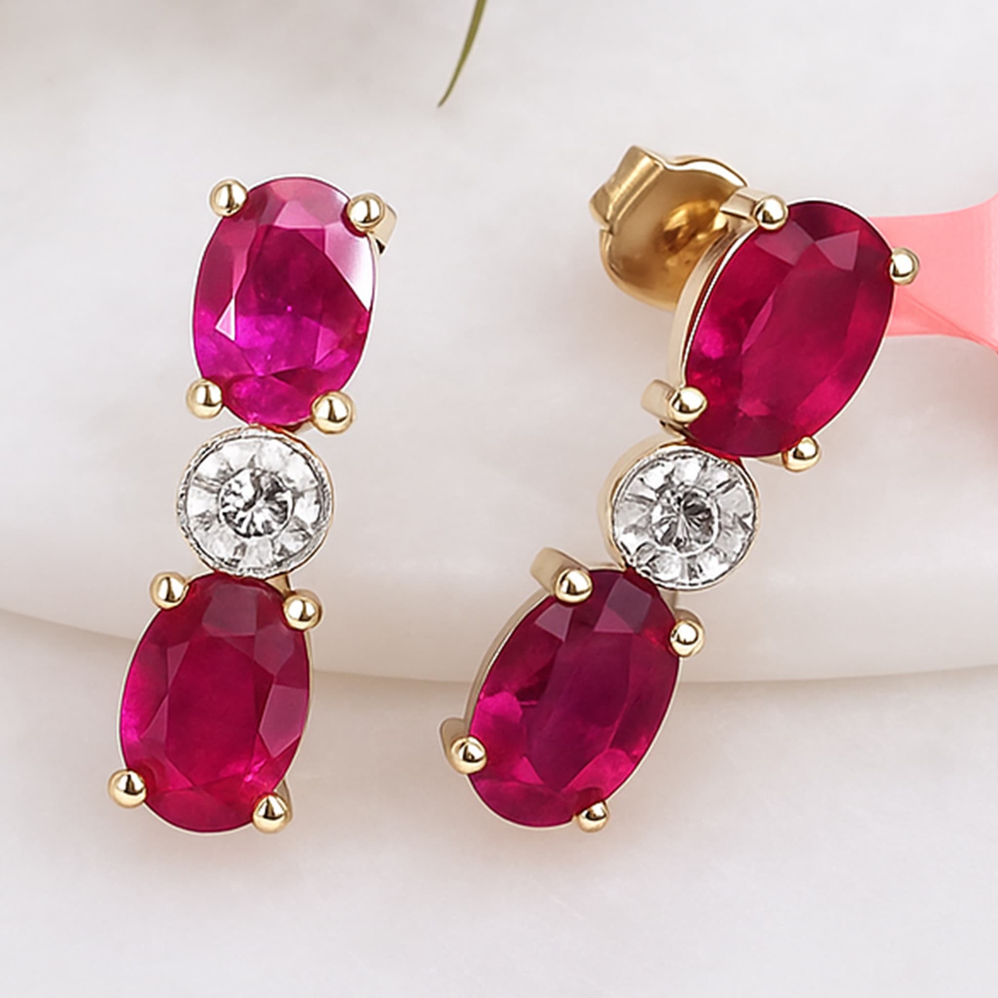 Veloura Ruby Diamond Stud Earrings