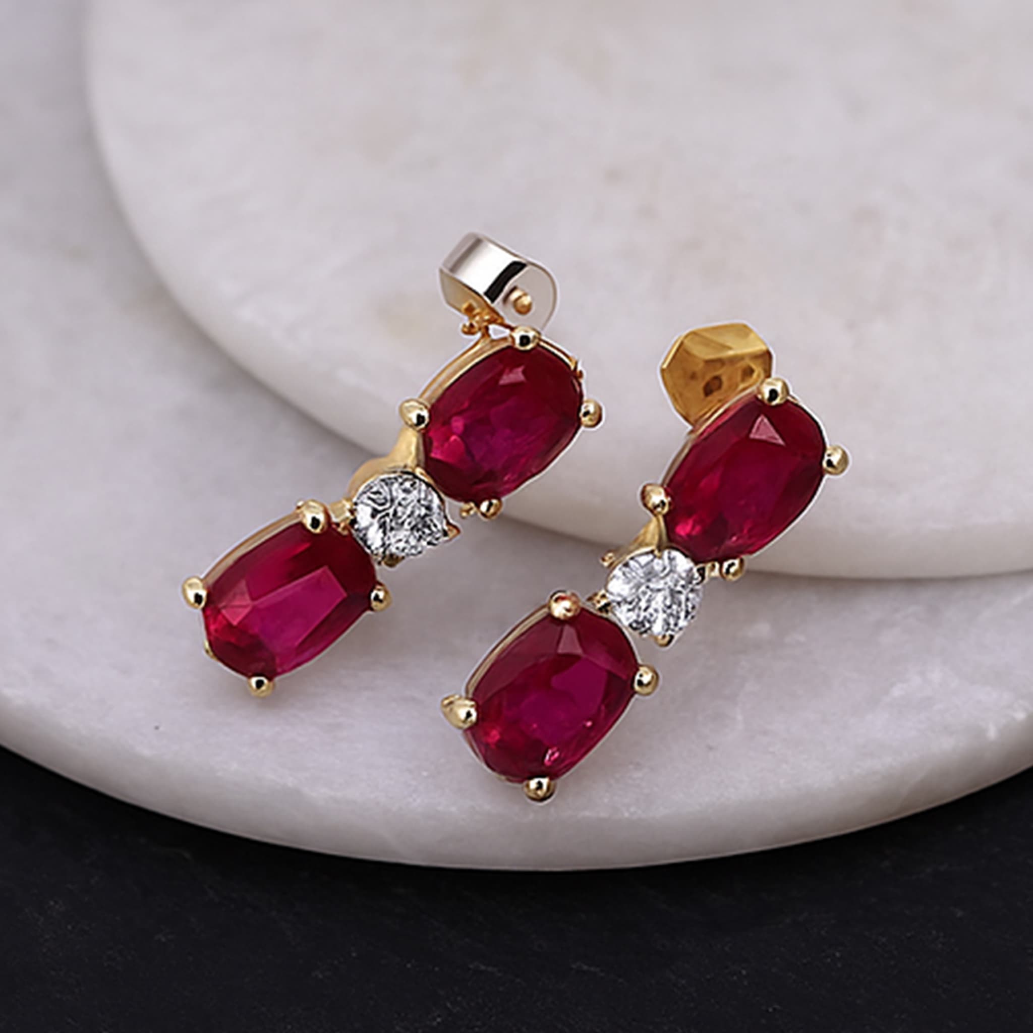 Veloura Ruby Diamond Stud Earrings