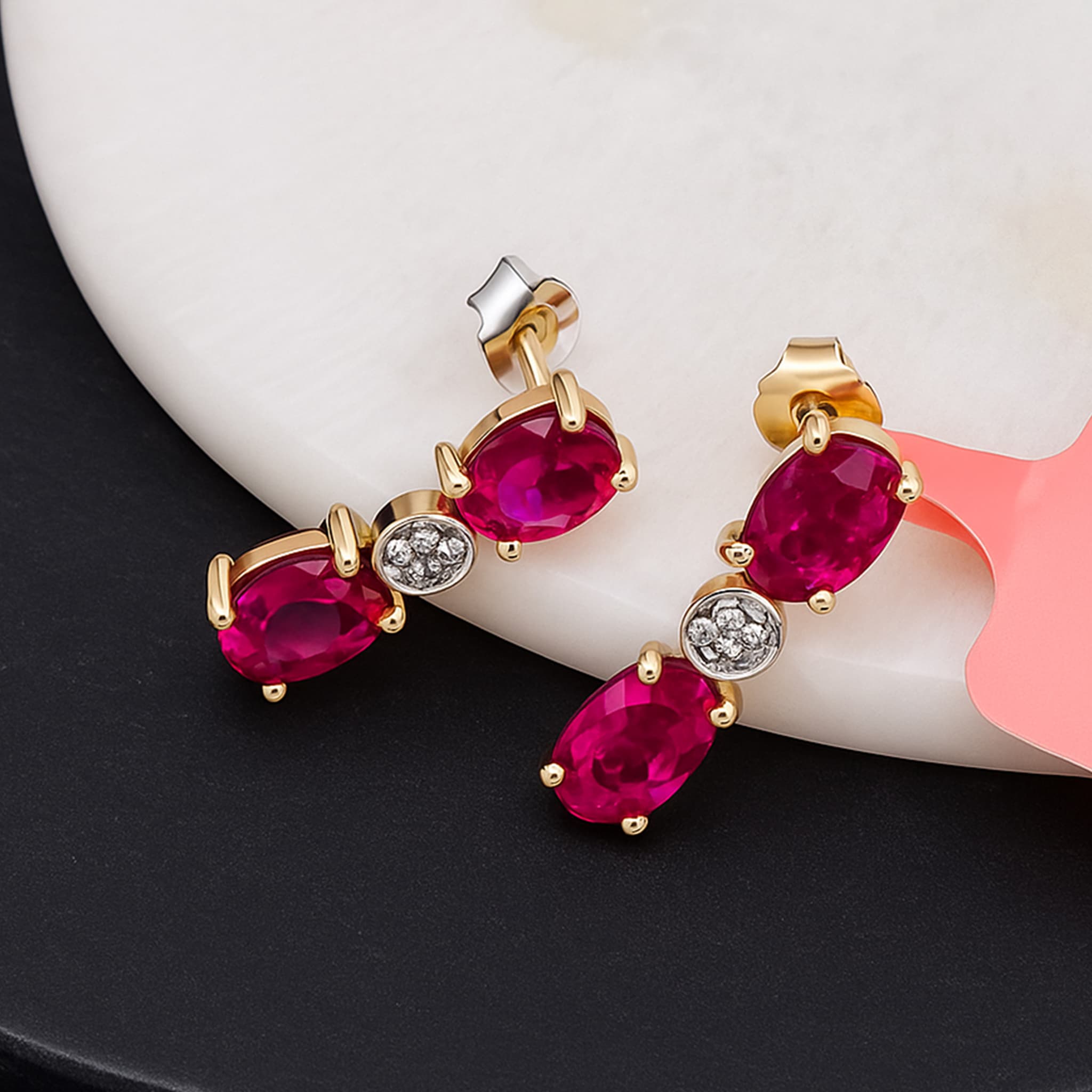 Veloura Ruby Diamond Stud Earrings