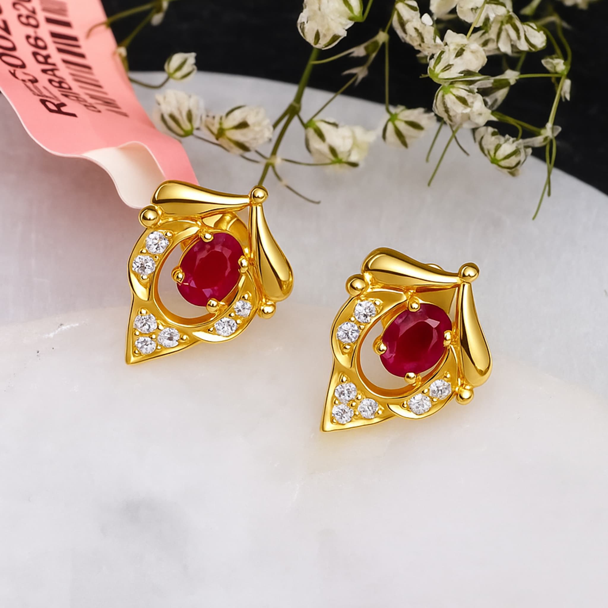 Royal Ruby Diamond Aura Stud Earrings
