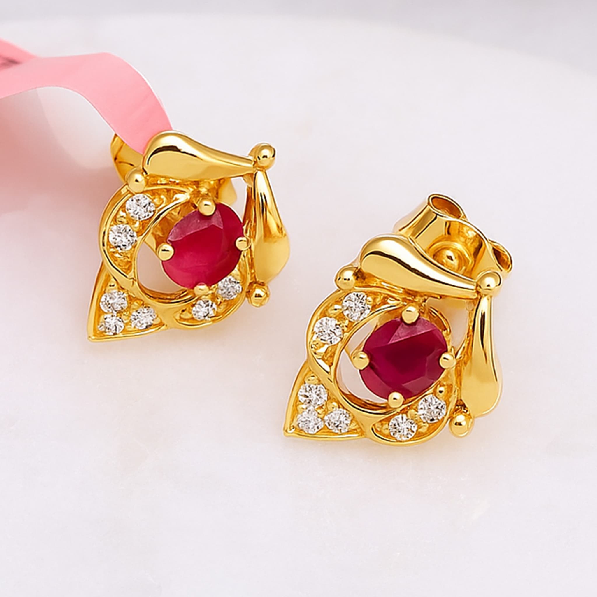 Royal Ruby Diamond Aura Stud Earrings