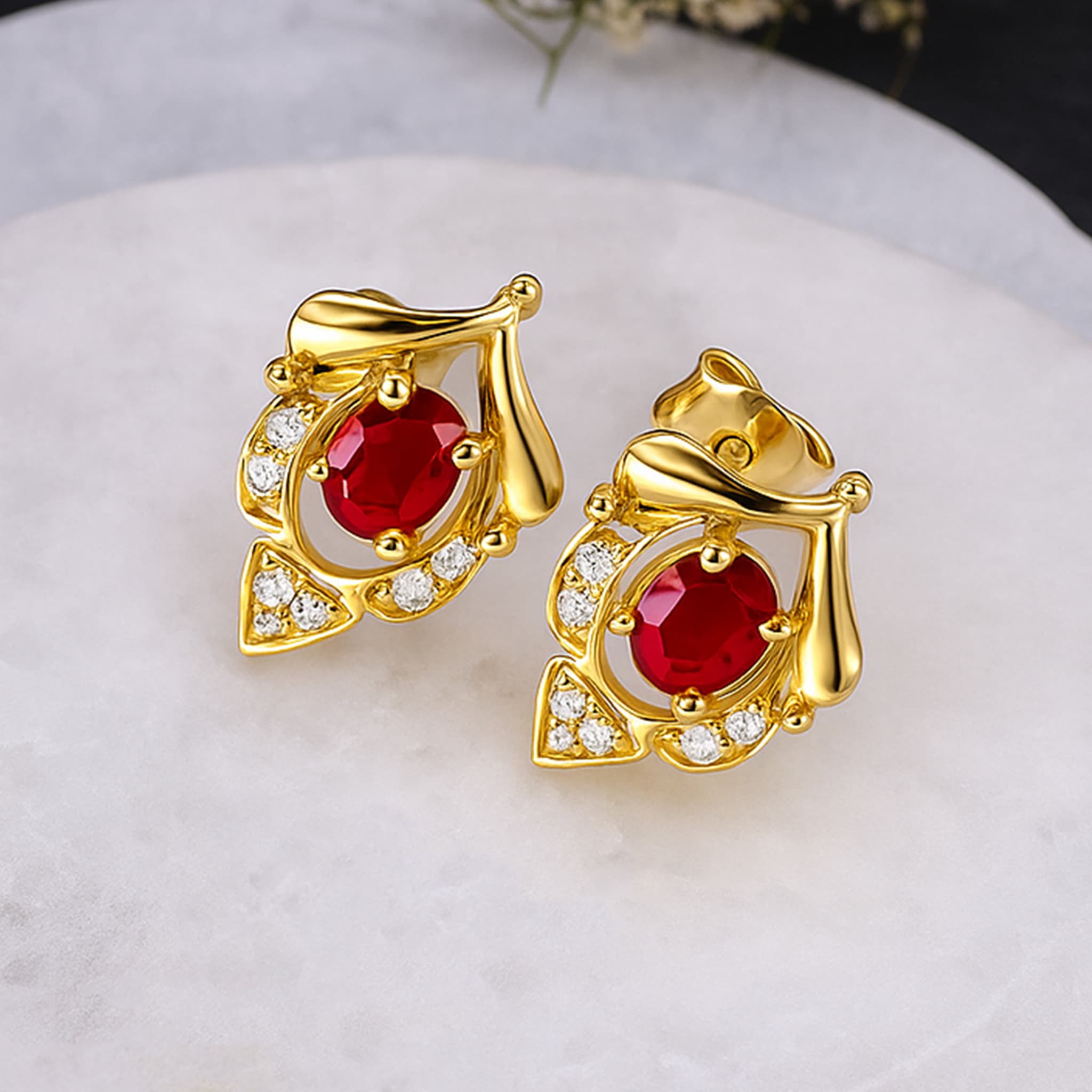 Royal Ruby Diamond Aura Stud Earrings