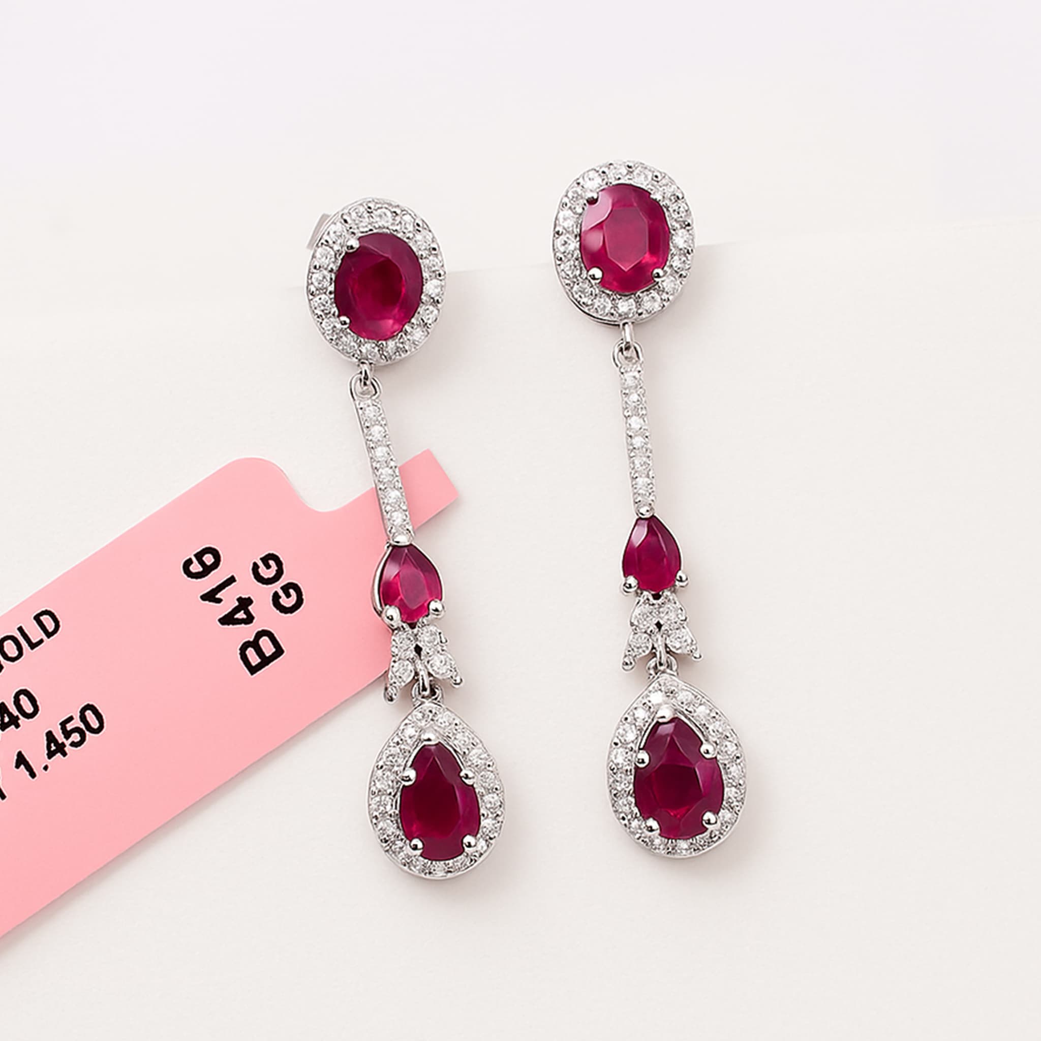 Rosé Royale Ruby Diamond Drop Earrings