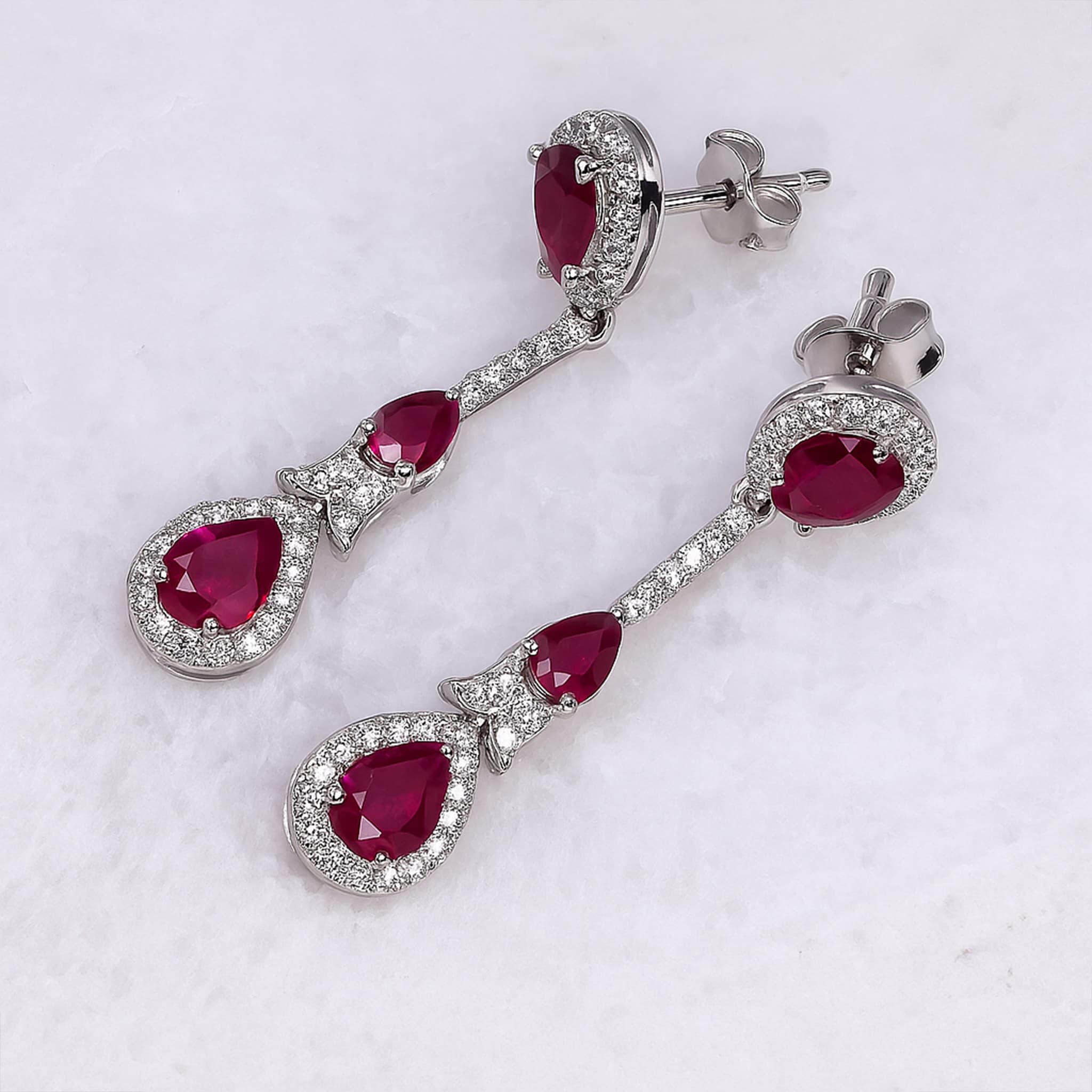 Rosé Royale Ruby Diamond Drop Earrings