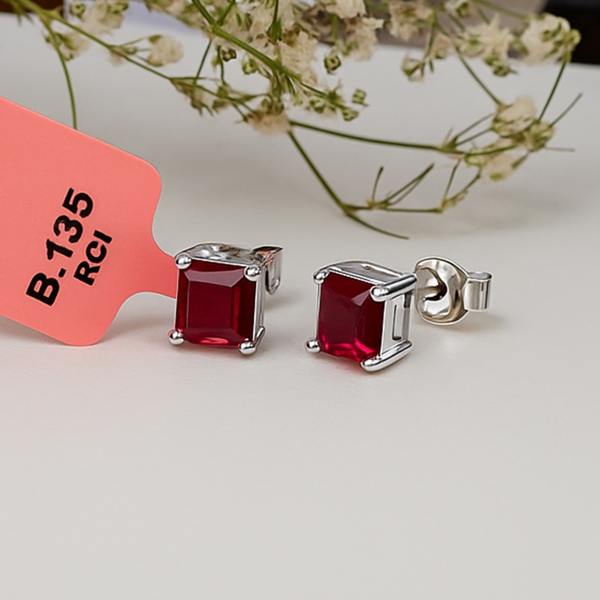 Scarlet Royale Ruby Stud Earrings alternate view