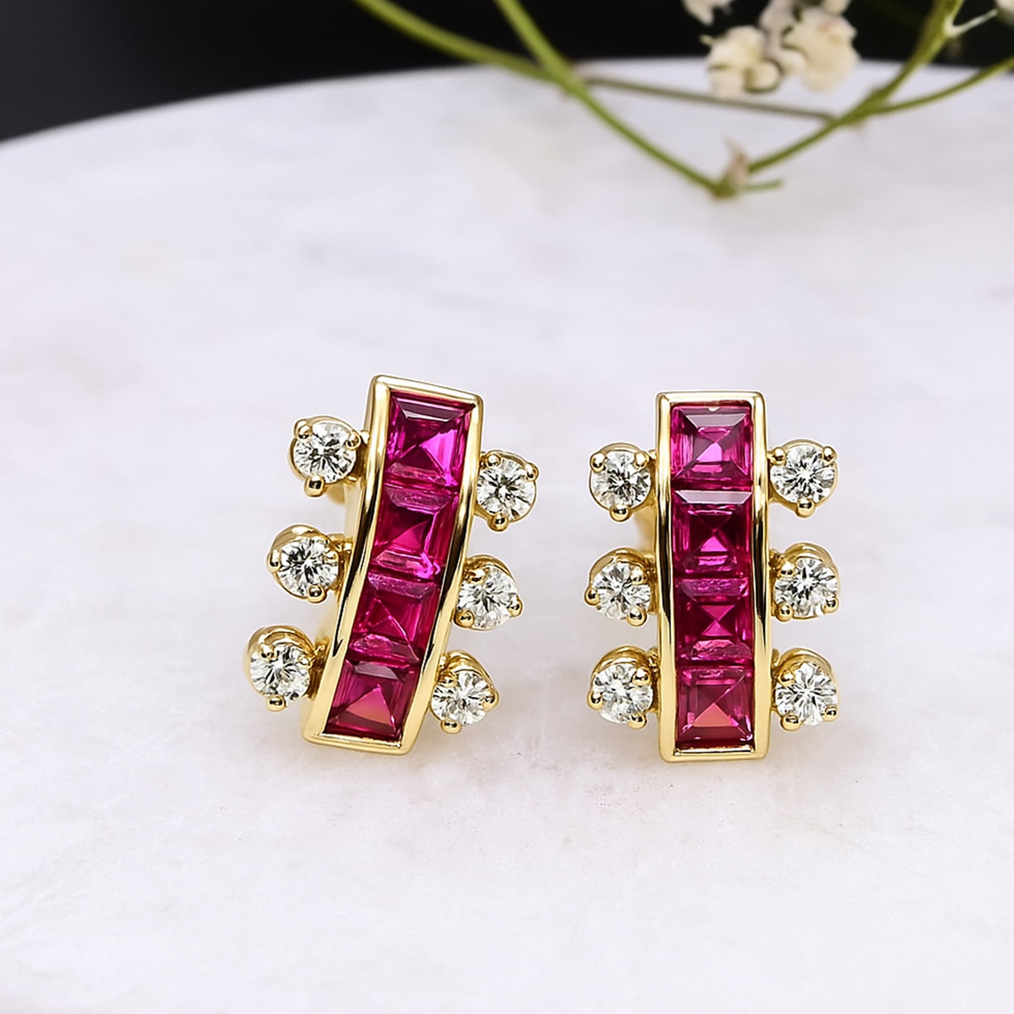 Regalia Ruby Diamond Bar Stud Earrings alternate view