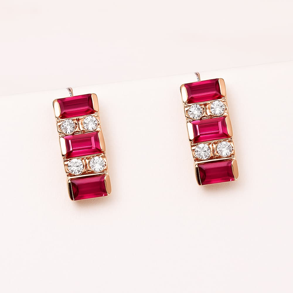 Veloura Ruby Diamond Bar Stud Earrings