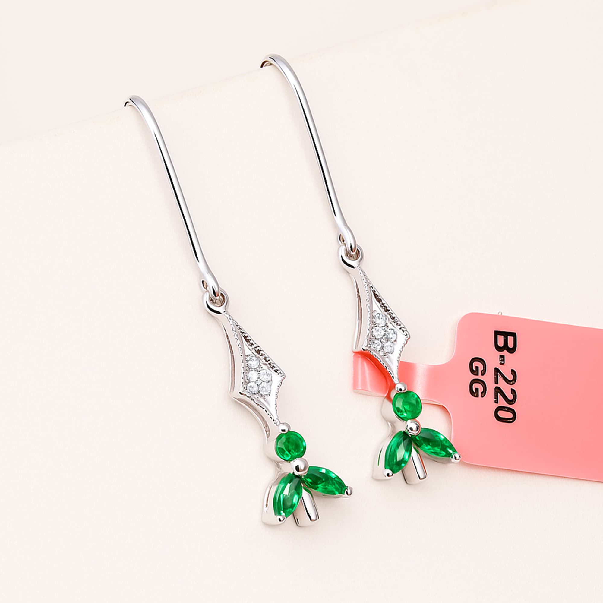 Aurelia Emerald Diamond Threader Drop Earrings
