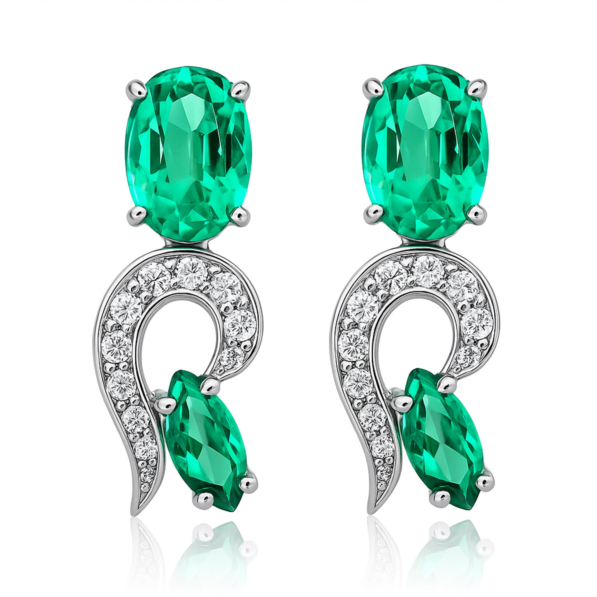 Seraphine Emerald Diamond Drop Earrings