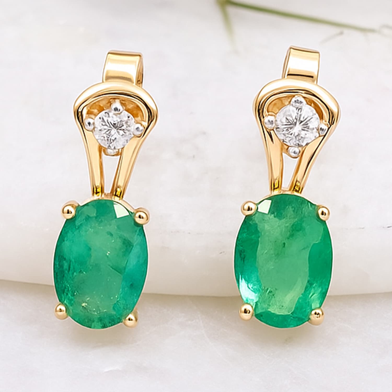 Royal Emerald Diamond Drop Stud Earrings