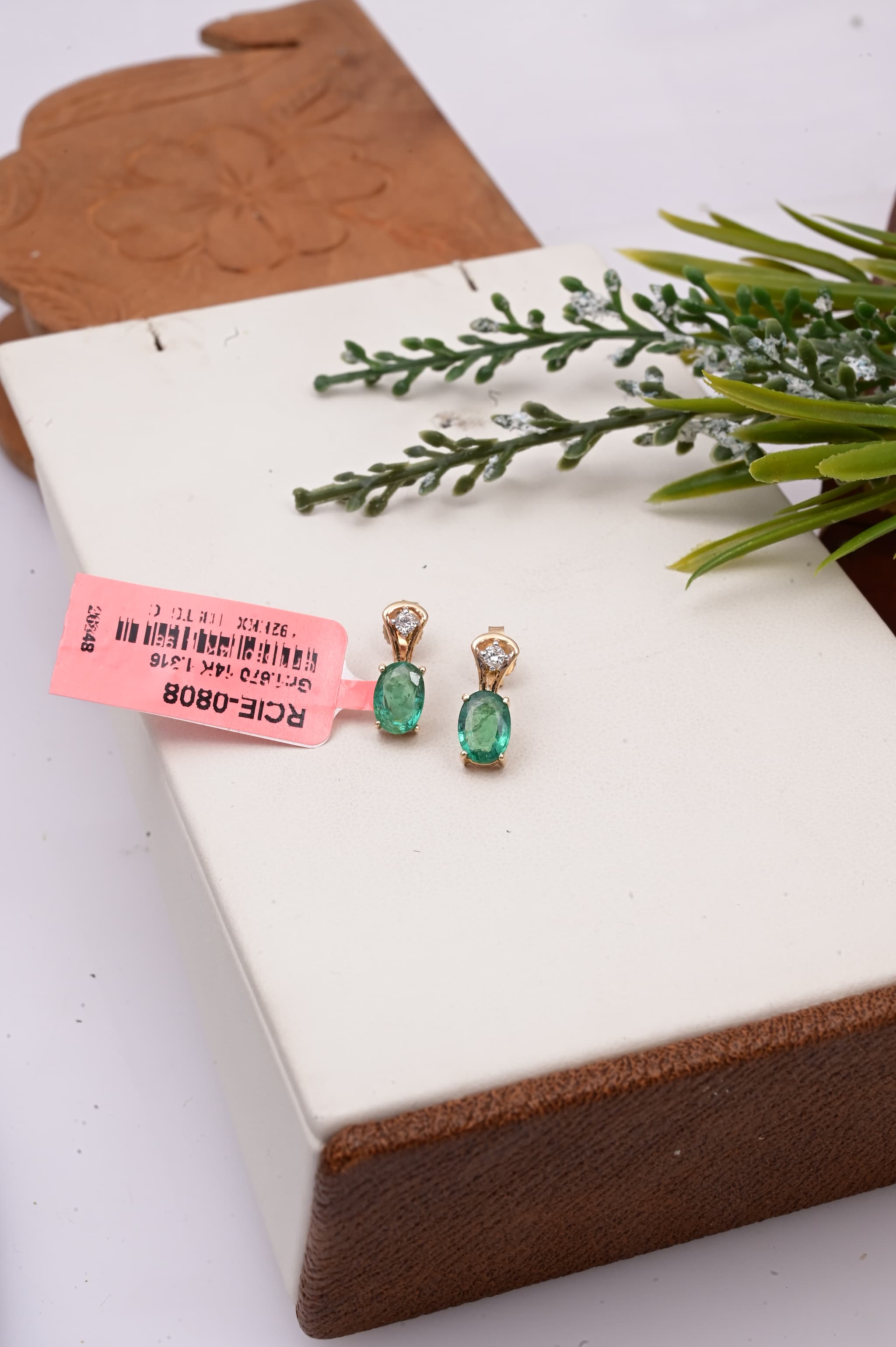 Royal Emerald Diamond Drop Stud Earrings