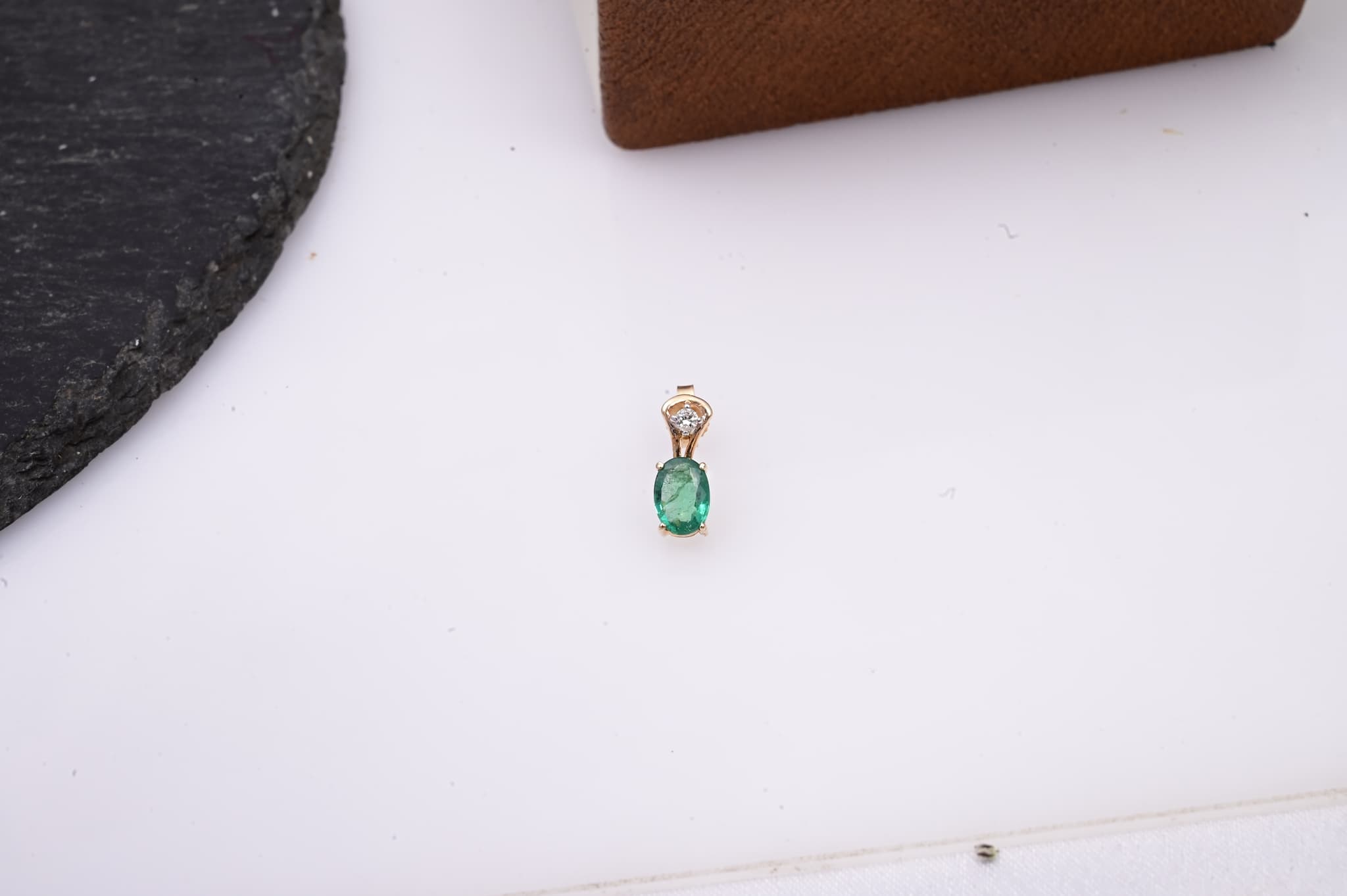 Royal Emerald Diamond Drop Stud Earrings