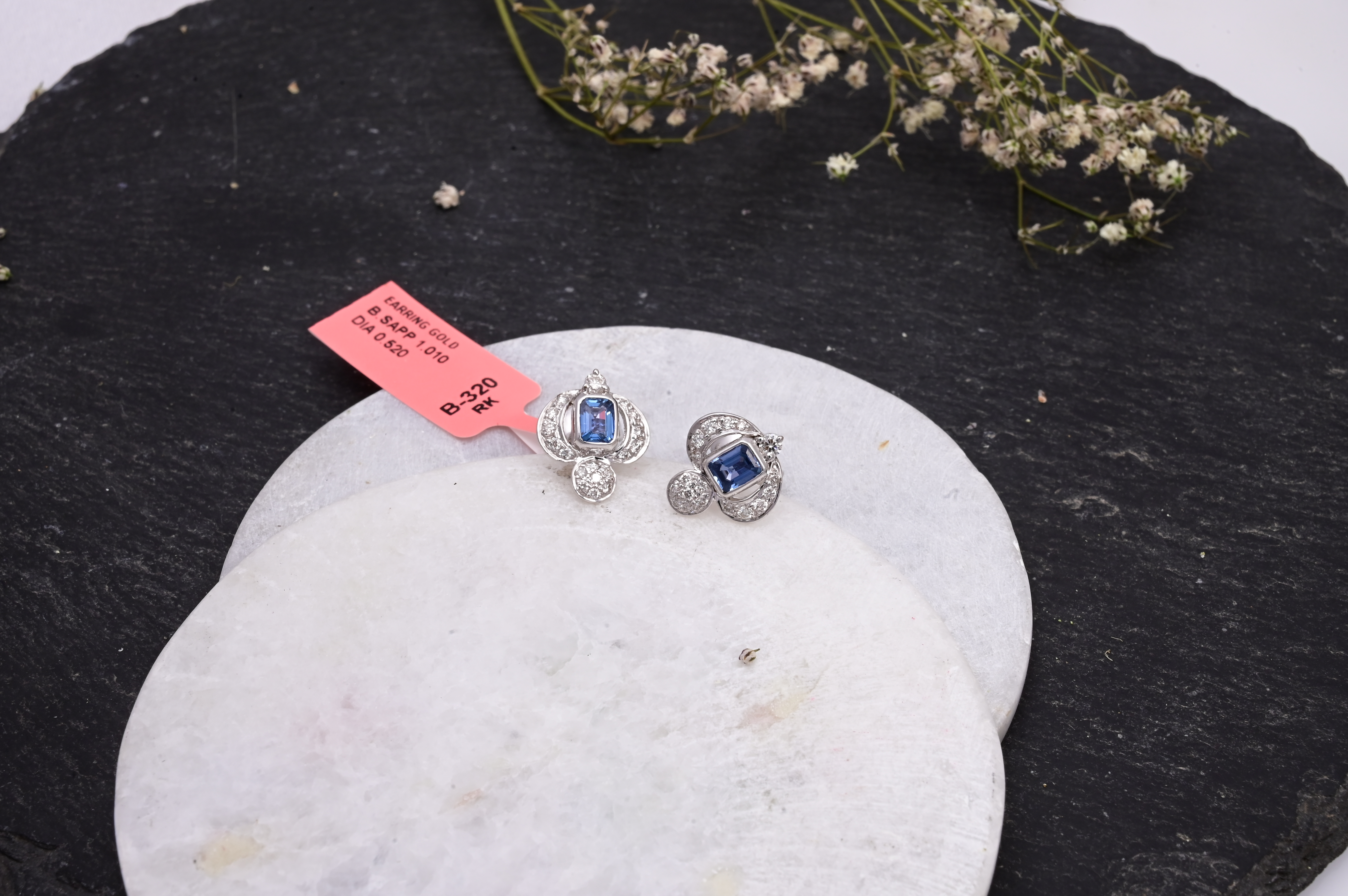 Royal Sapphire Diamond Designer Stud Earrings