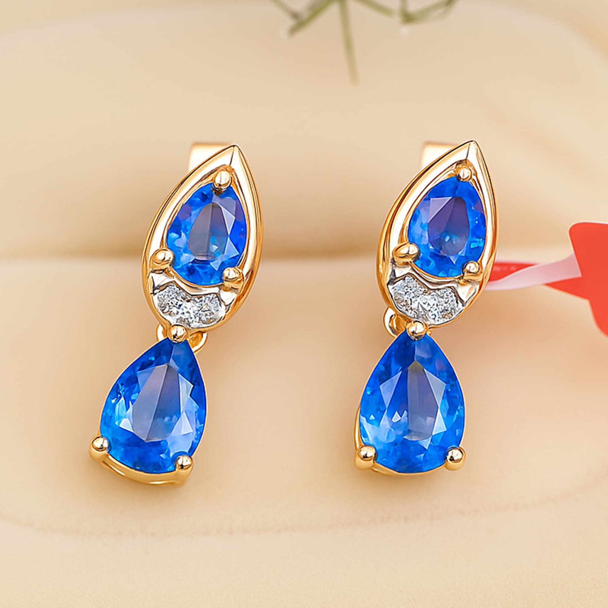Twin Flame Blue Sapphire Diamond Stud Earrings