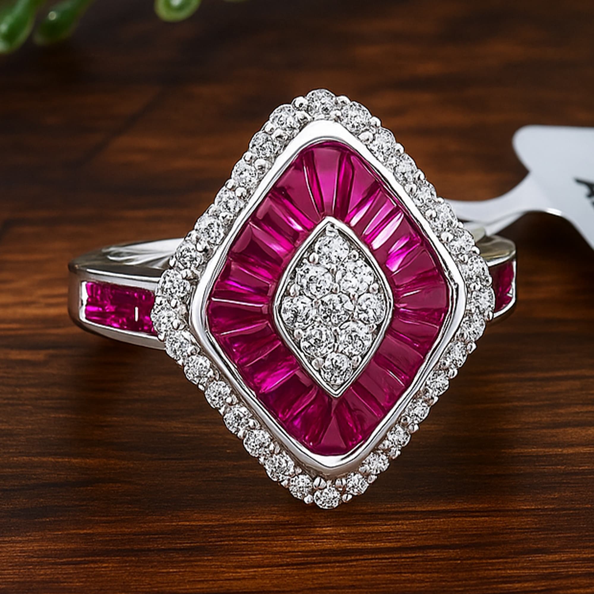 Royal Ruby Baguette Halo Ring