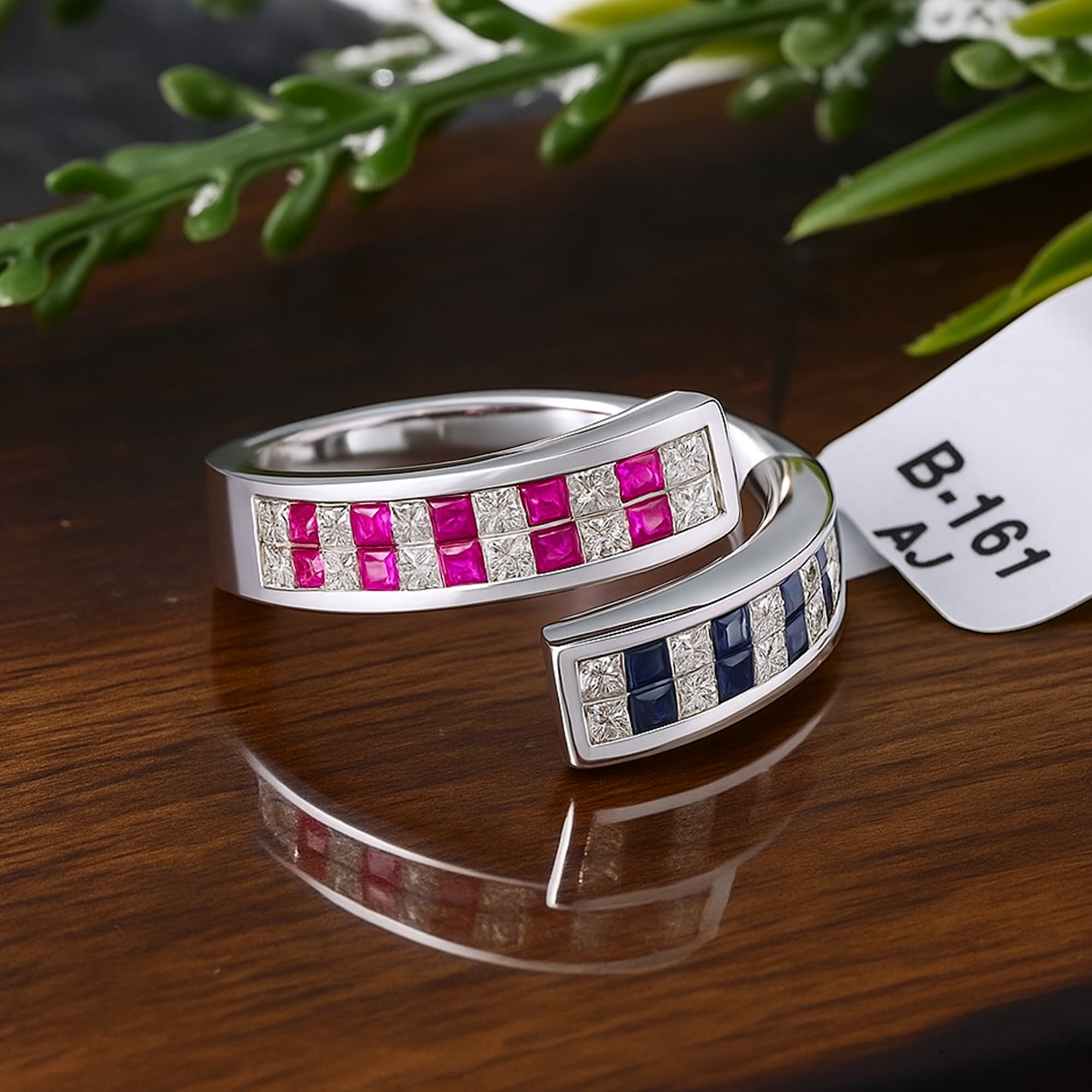 Dual Gem Harmony Open Ring