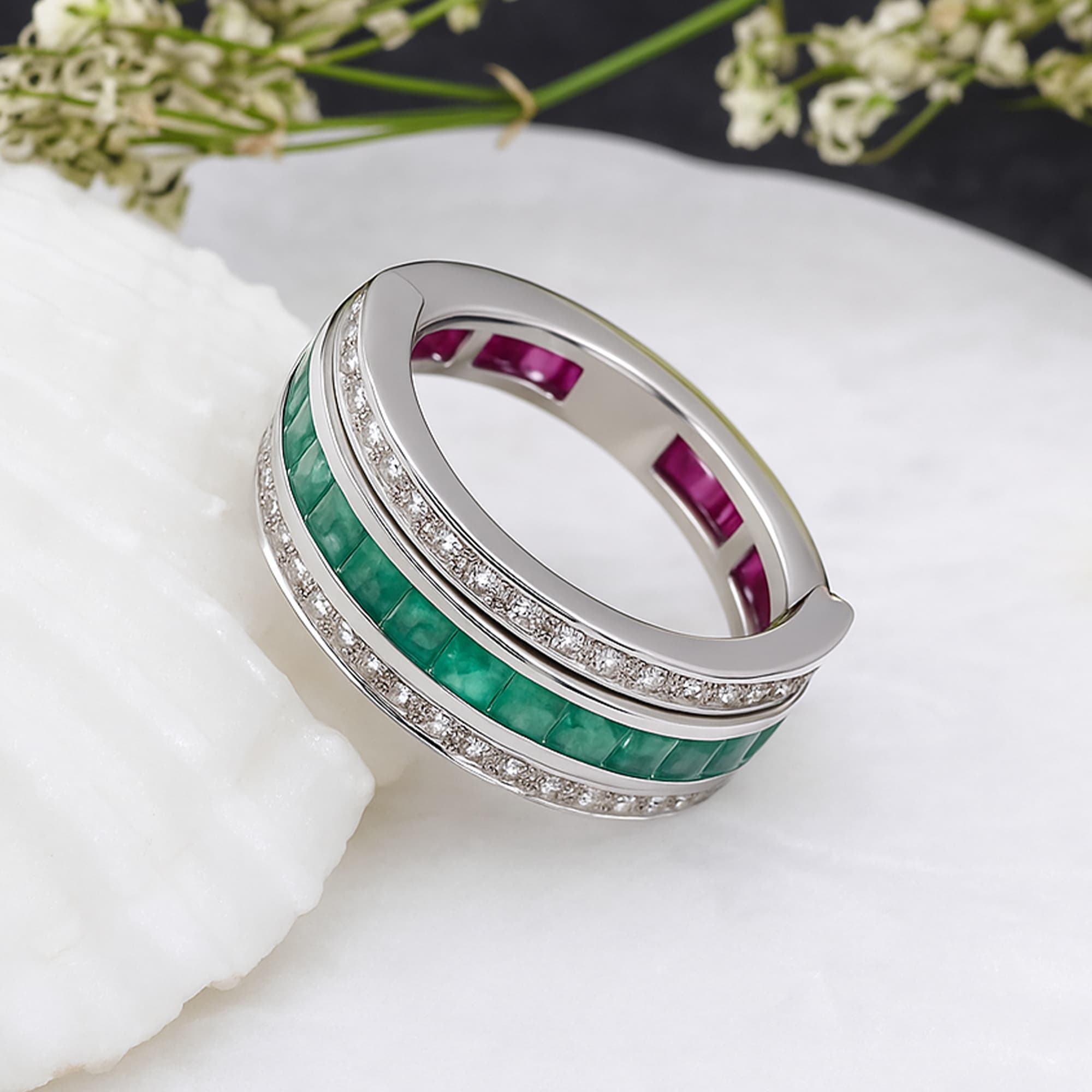 Royal Ruby & Emerald Crossover Ring alternate view