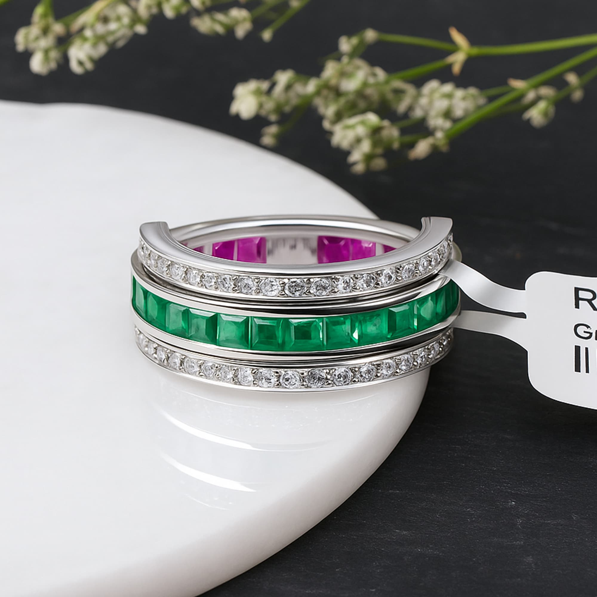 Royal Ruby & Emerald Crossover Ring