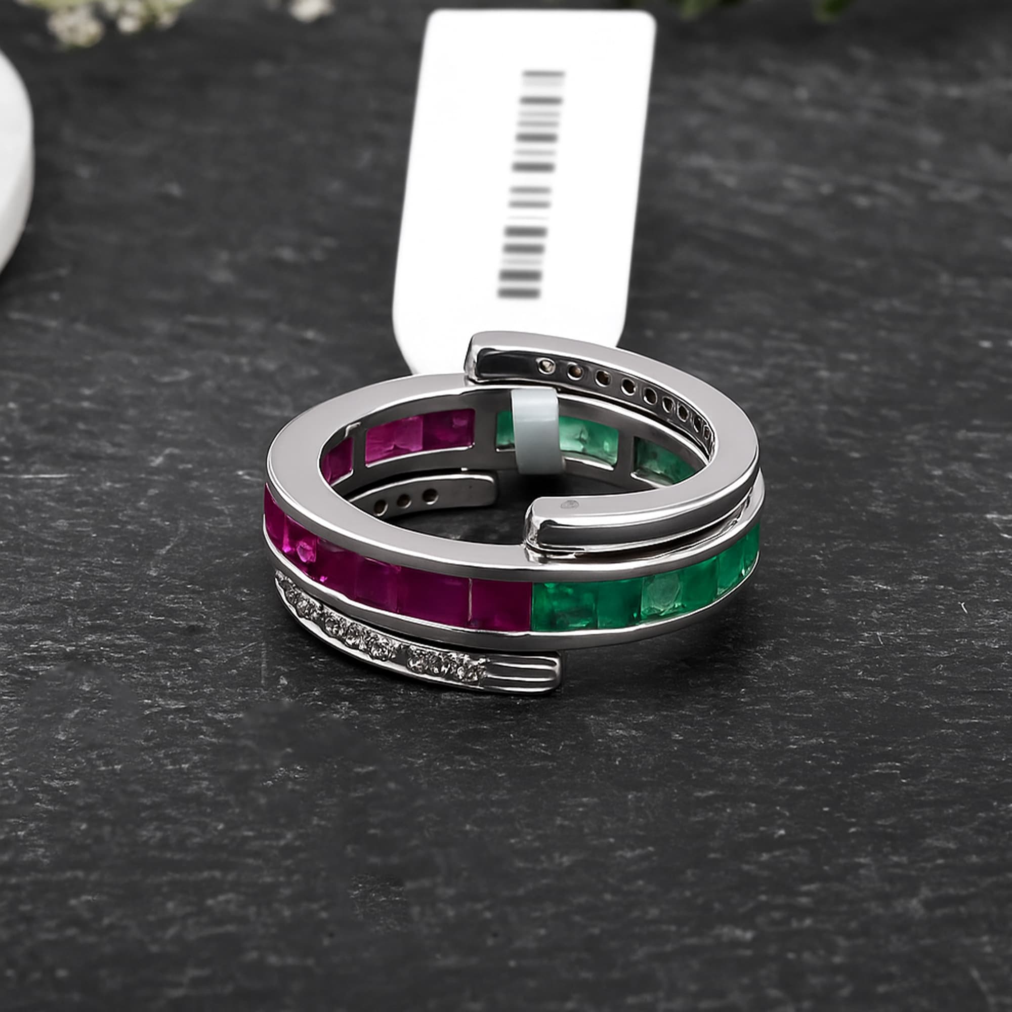 Royal Ruby & Emerald Crossover Ring