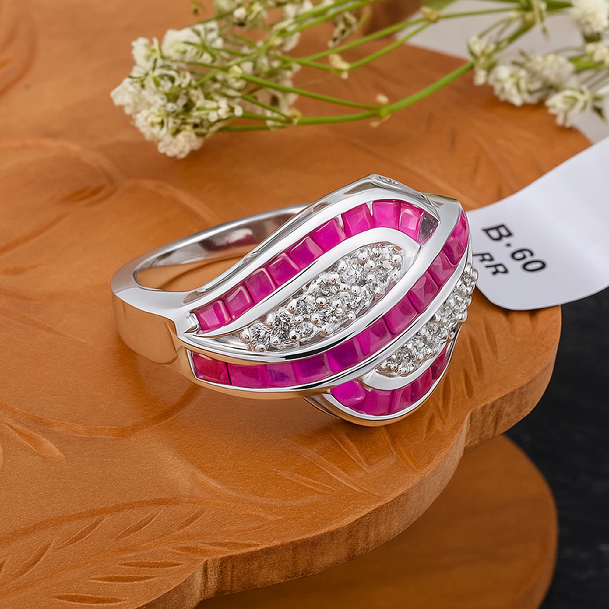 Ruby Wave Diamond Statement Ring