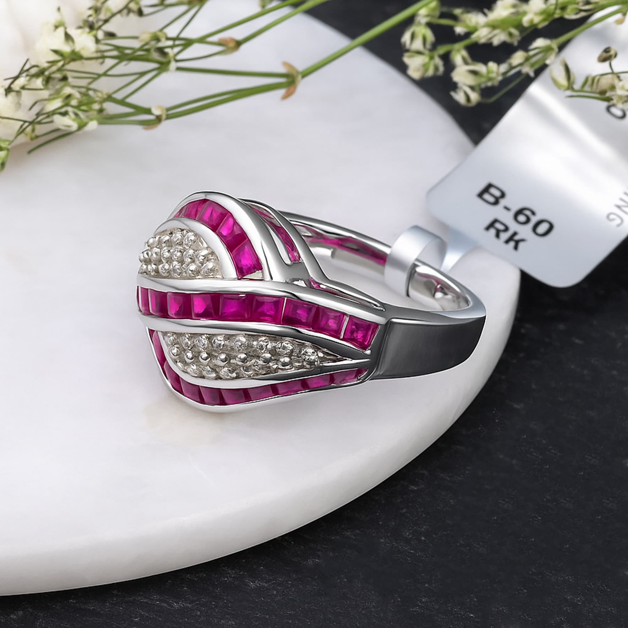Ruby Wave Diamond Statement Ring