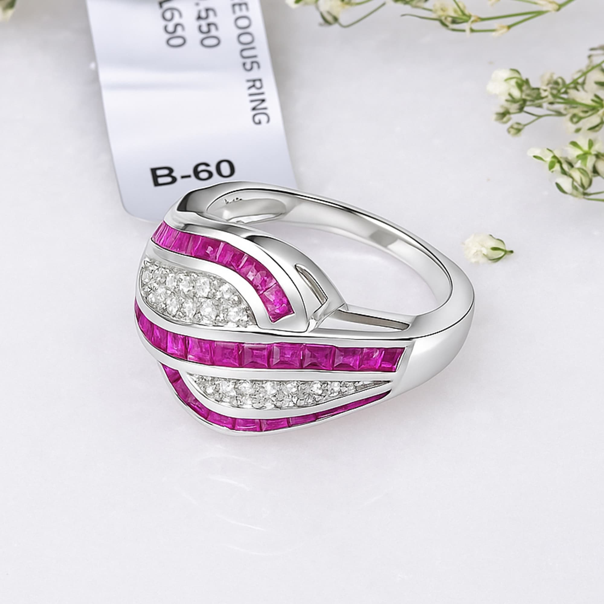 Ruby Wave Diamond Statement Ring
