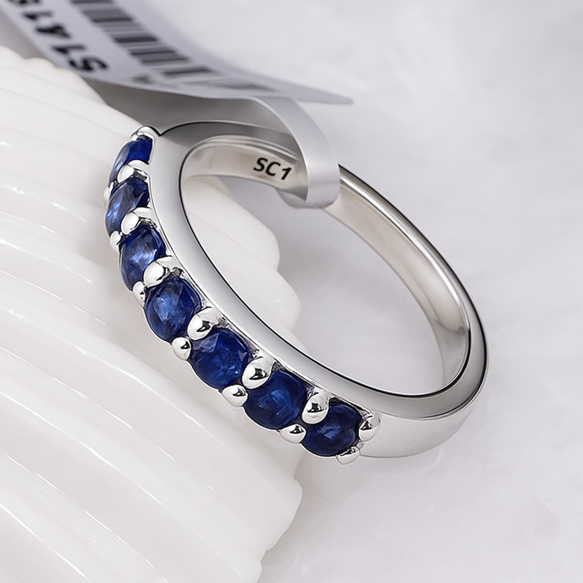 Blue Sapphire Half Eternity Ring