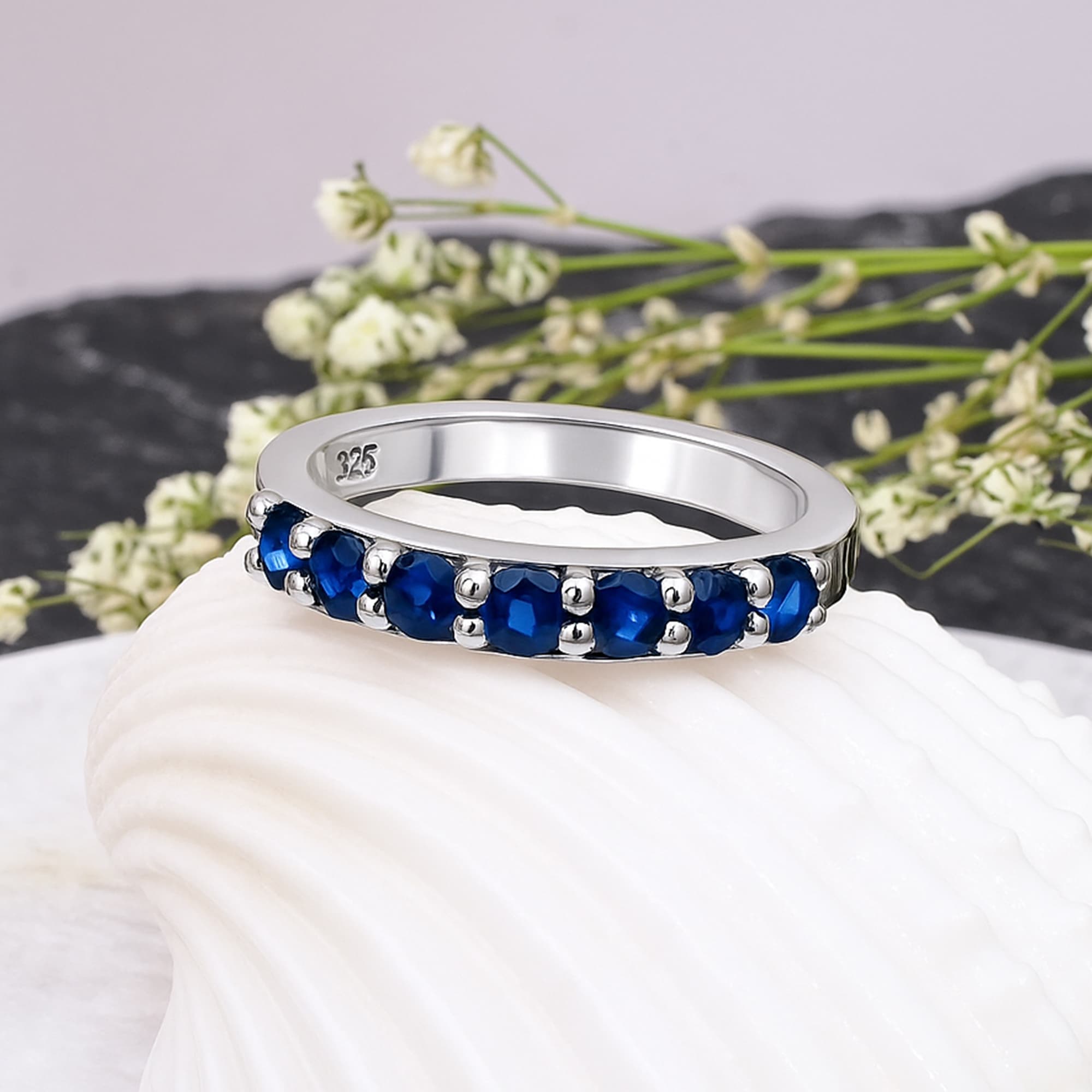 Blue Sapphire Half Eternity Ring alternate view
