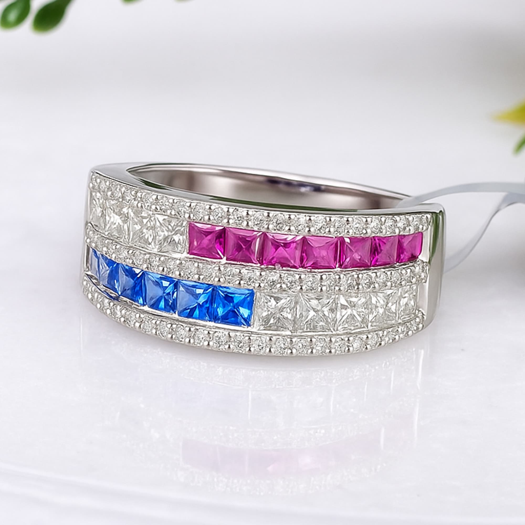 Royal Harmony Ruby Sapphire Diamond Ring