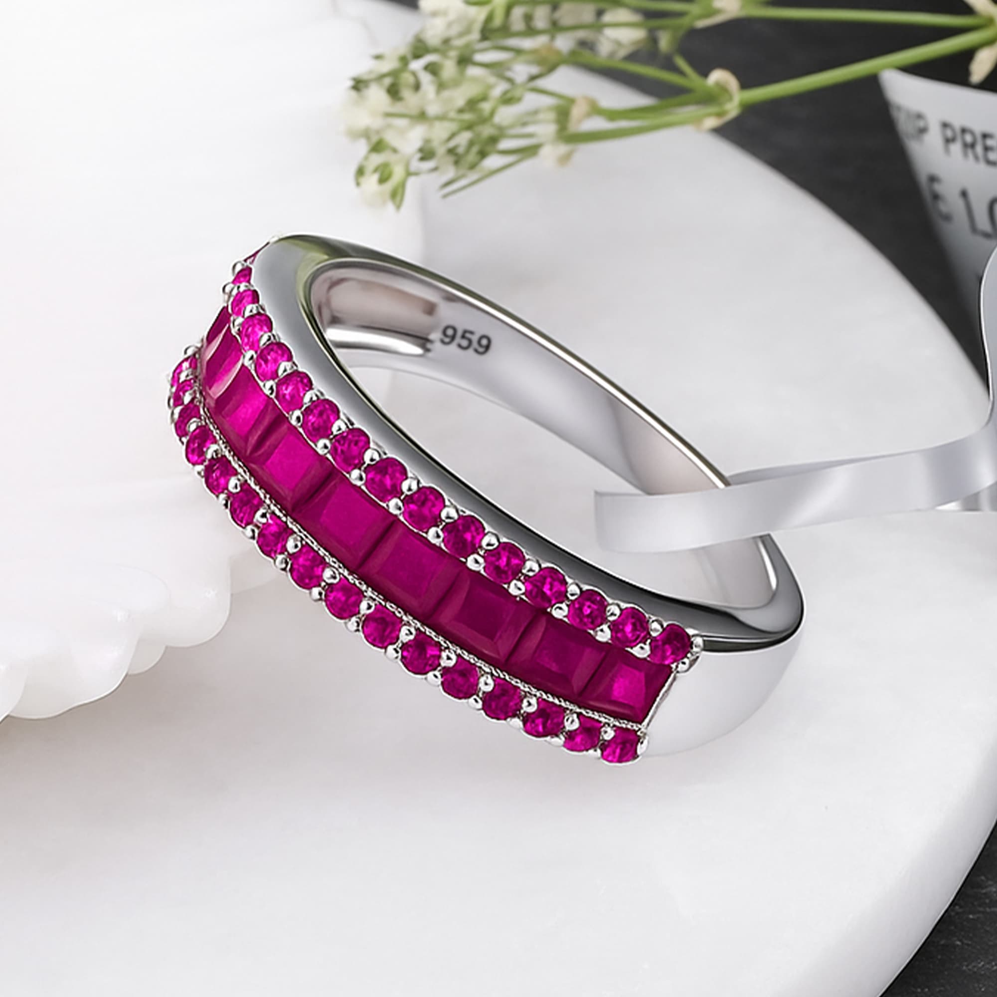 Ruby Royale Half Eternity Ring