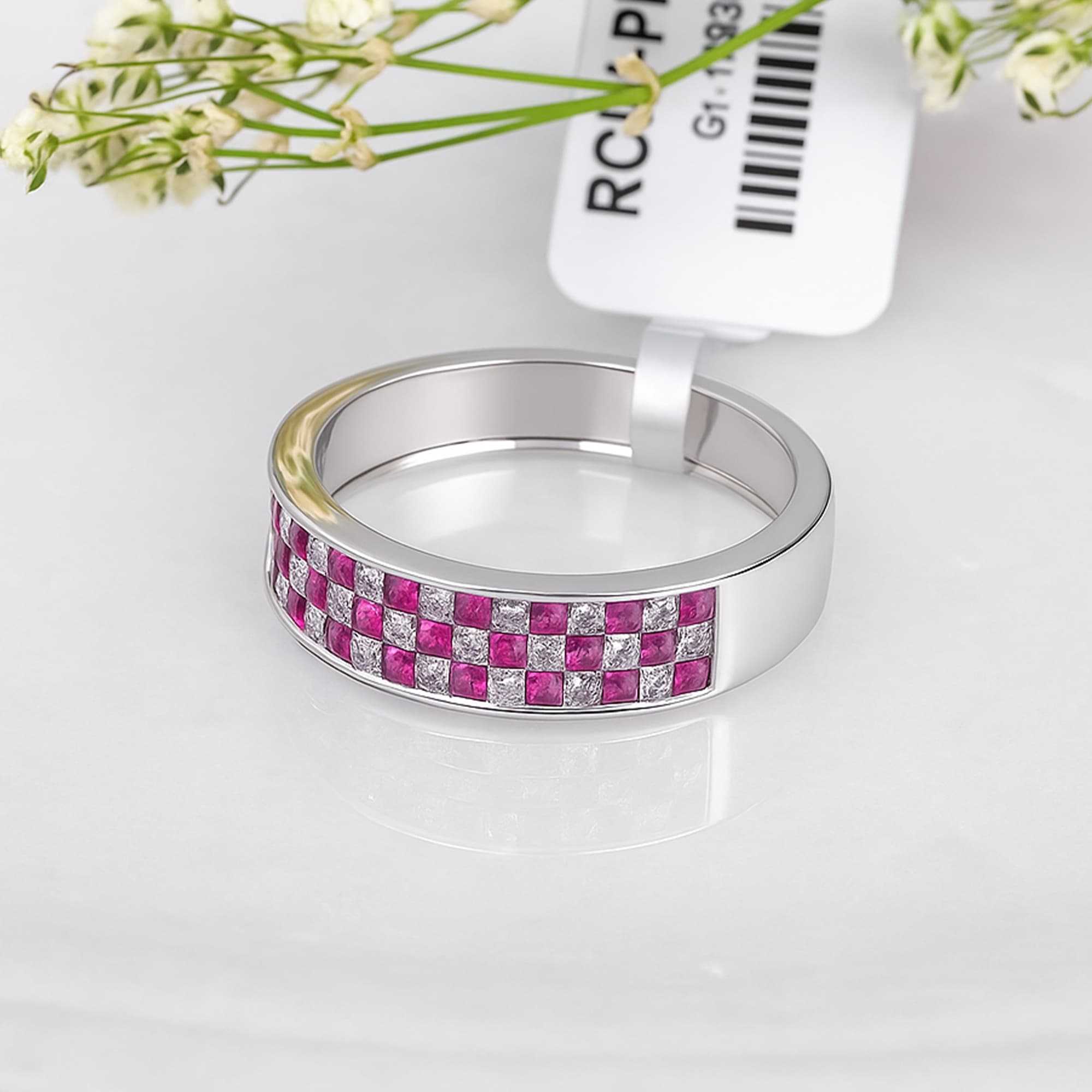 Royal Mosaic Ruby Diamond Band Ring alternate view