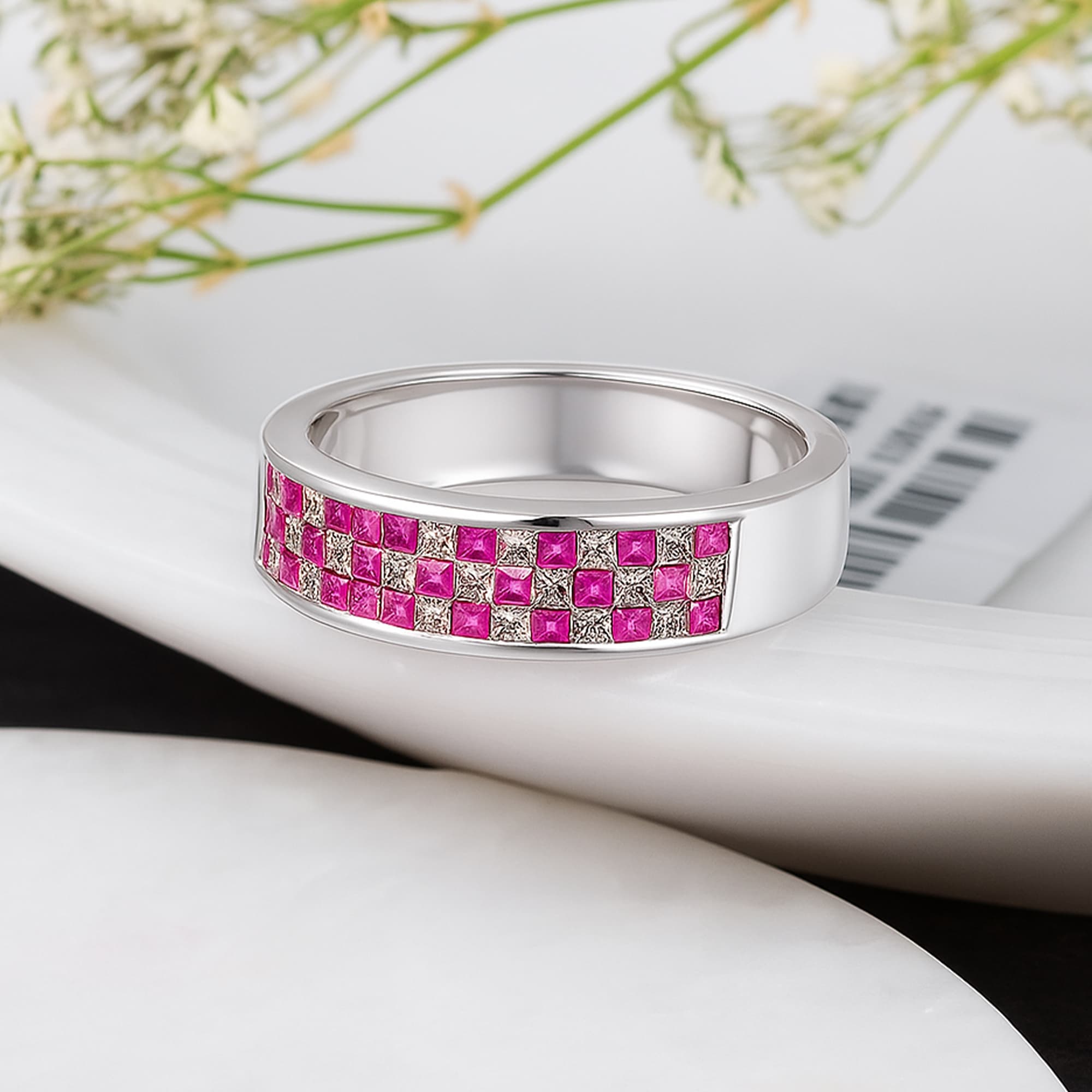 Royal Mosaic Ruby Diamond Band Ring