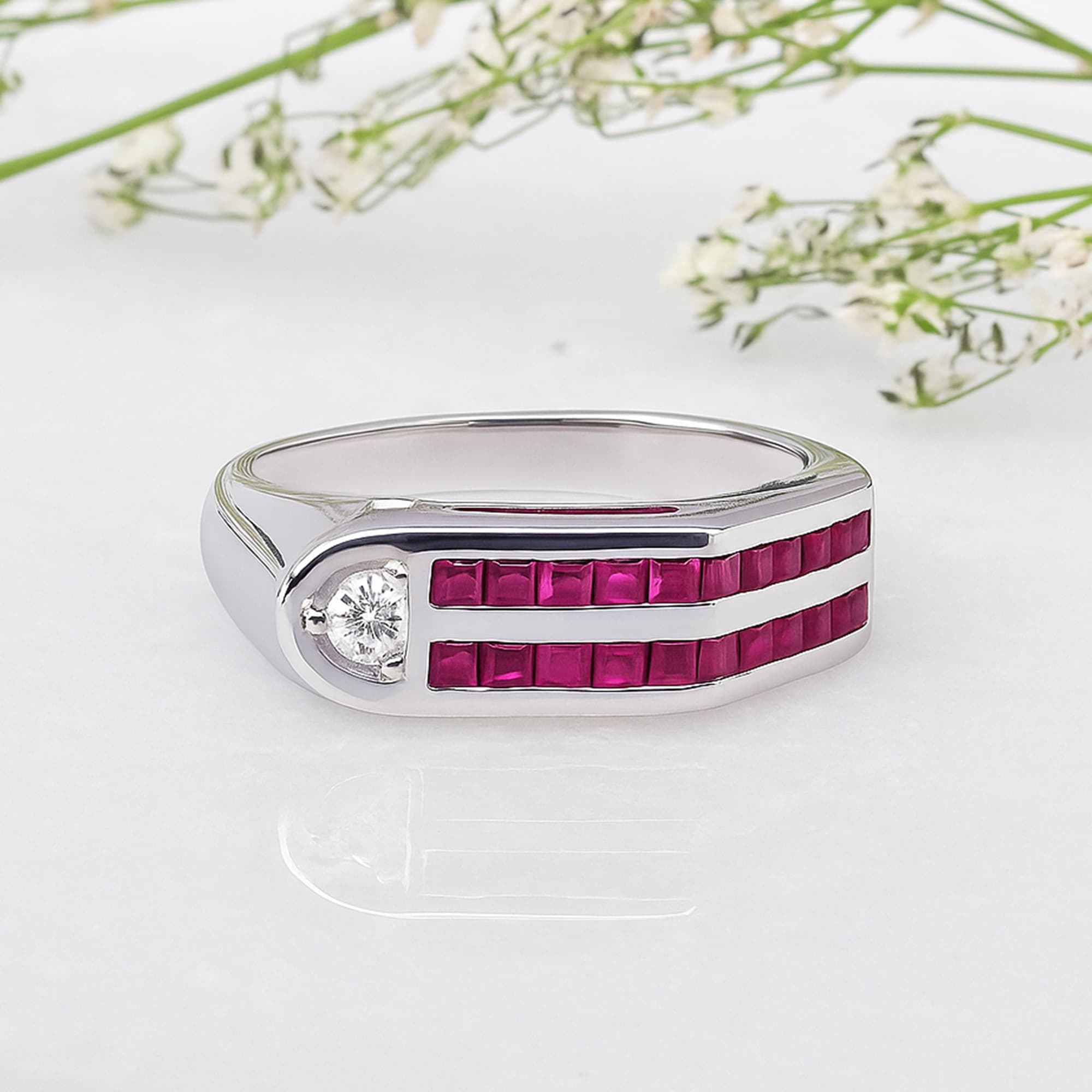Crimson Horizon Ruby Ring