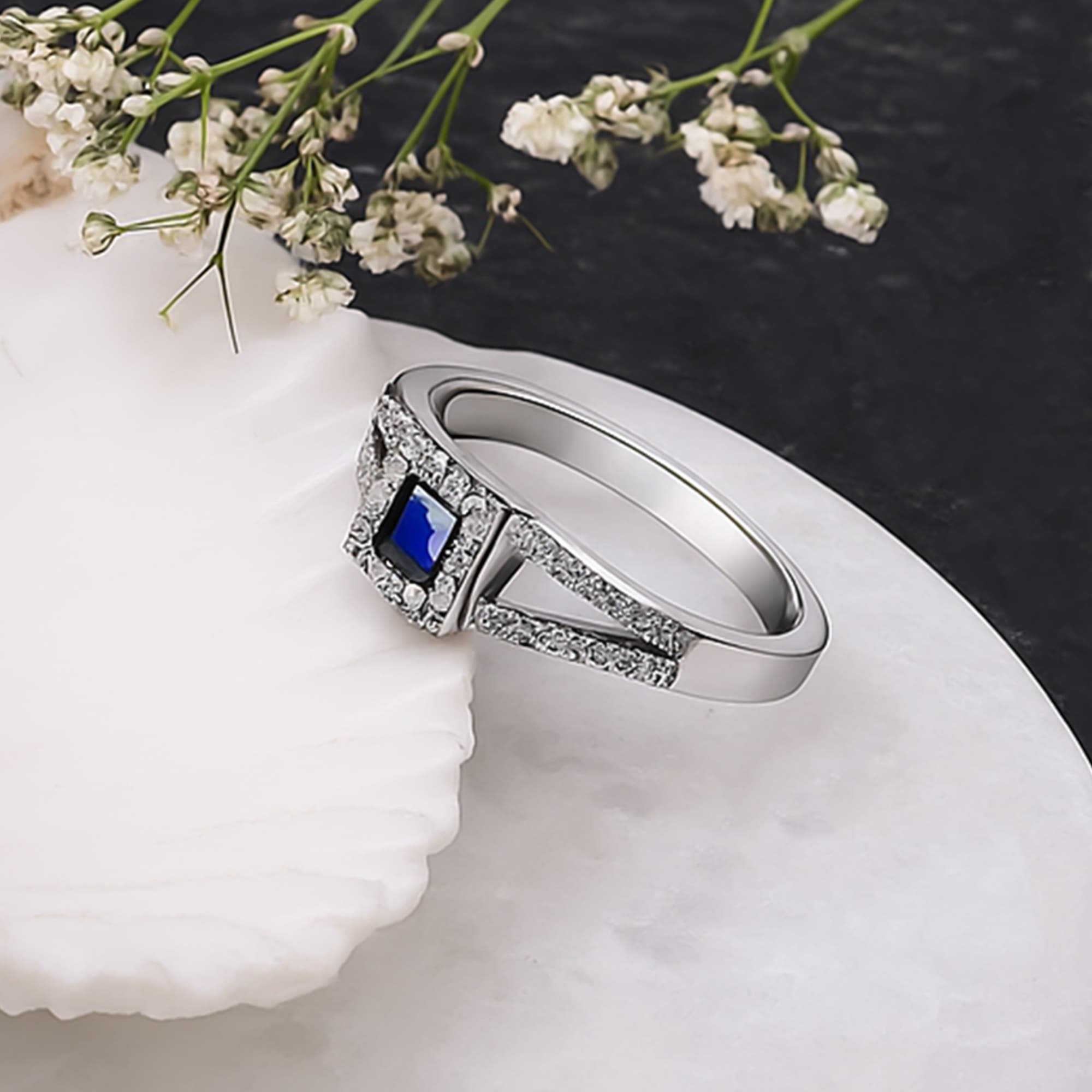 Royal Sapphire Halo Ring