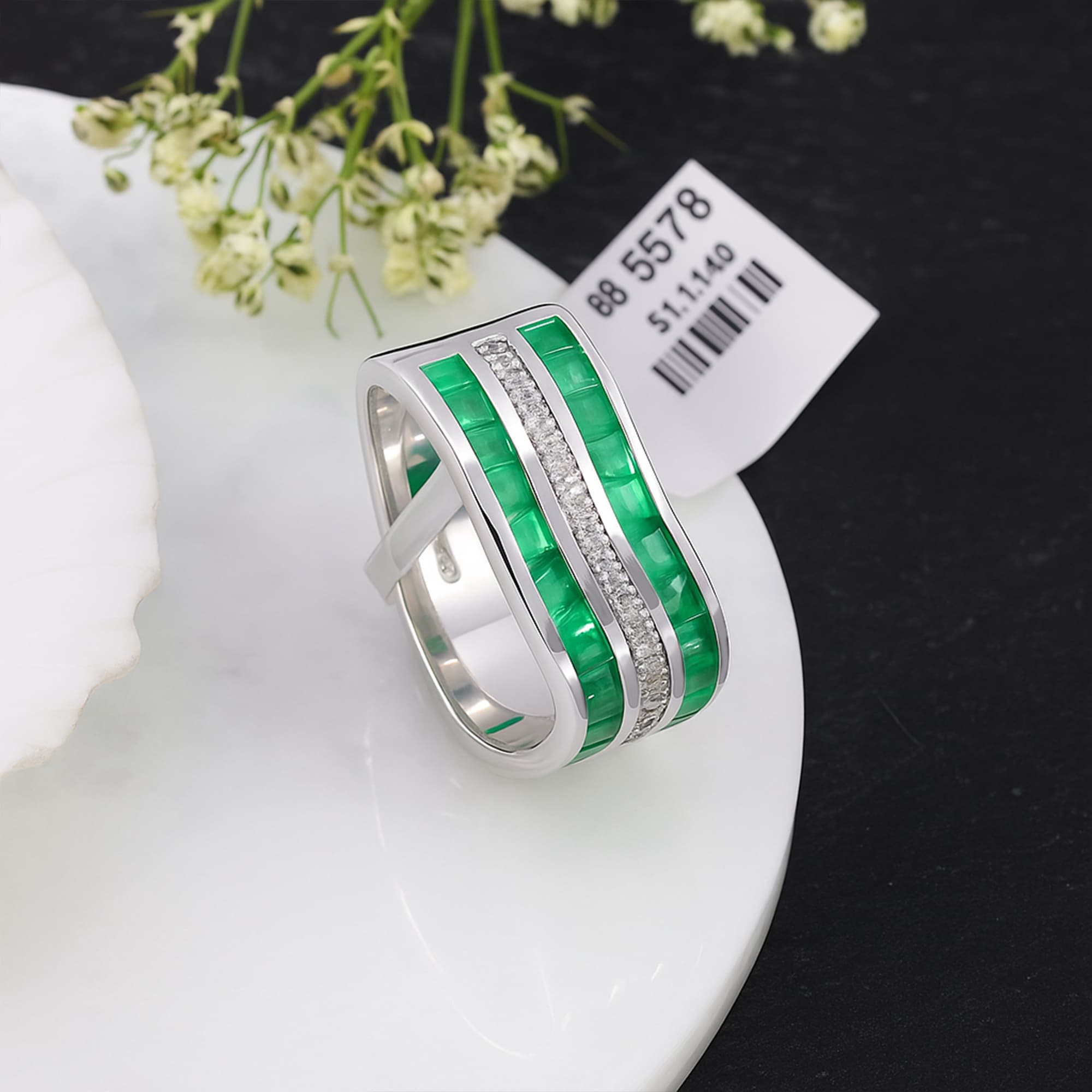 Emerald Symphony Band Ring