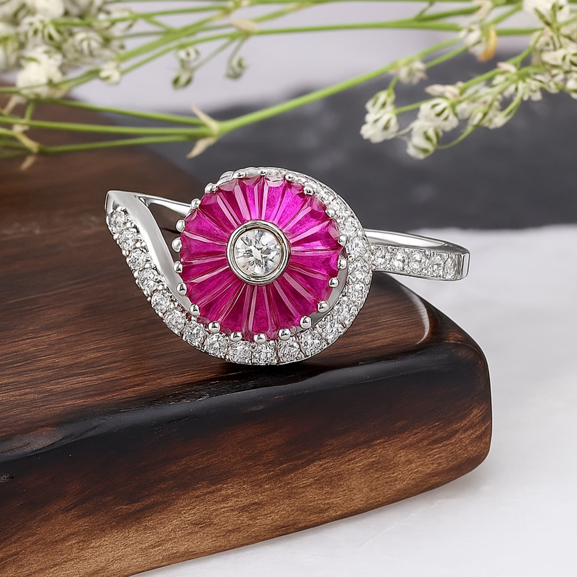 Radiant Ruby Sunburst Ring alternate view