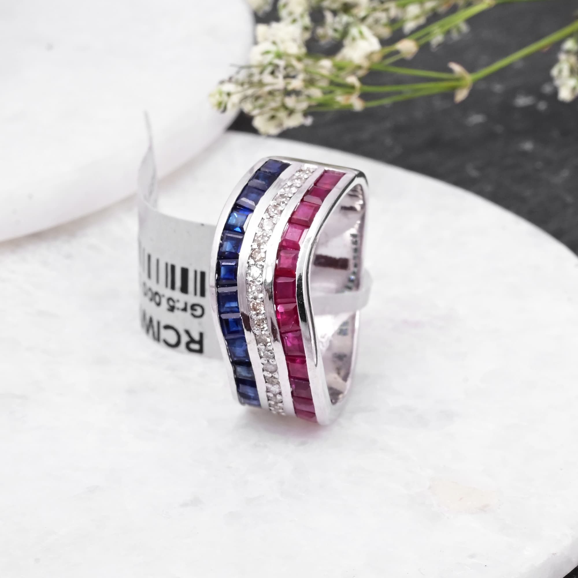 Harmony Wave Ruby Sapphire Ring