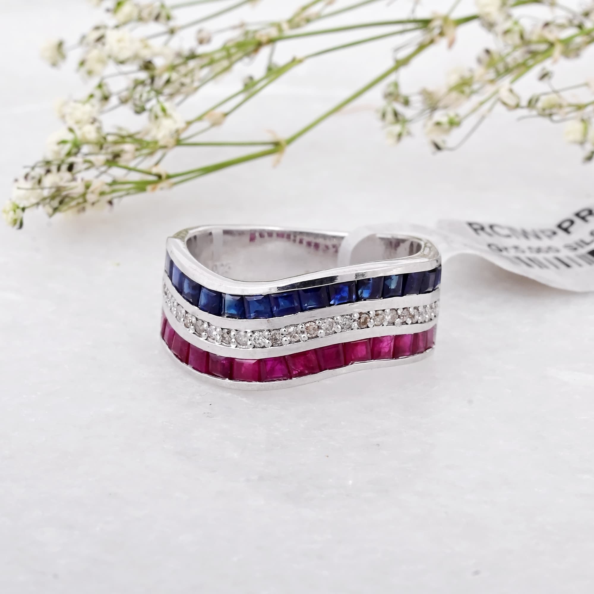 Harmony Wave Ruby Sapphire Ring alternate view