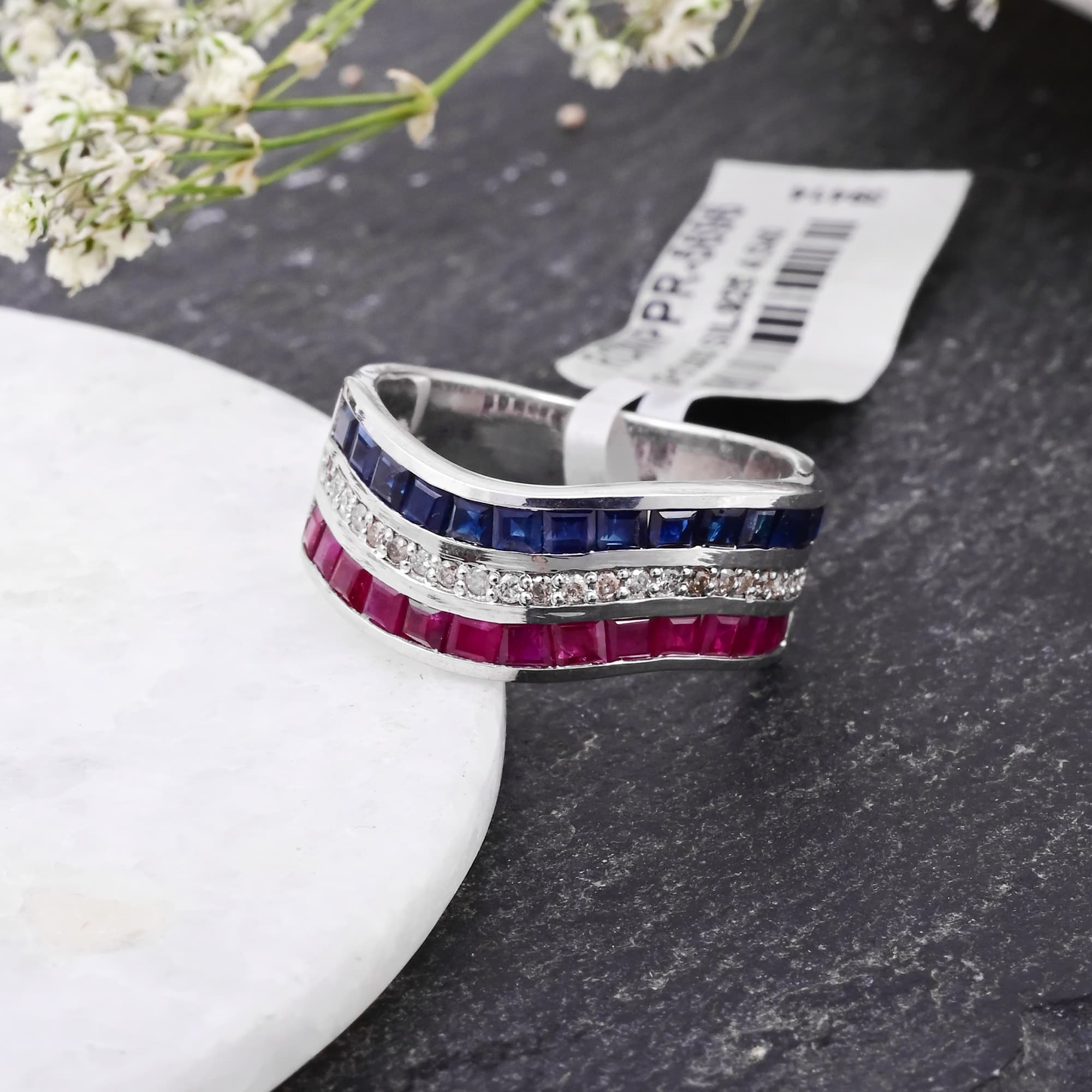 Harmony Wave Ruby Sapphire Ring
