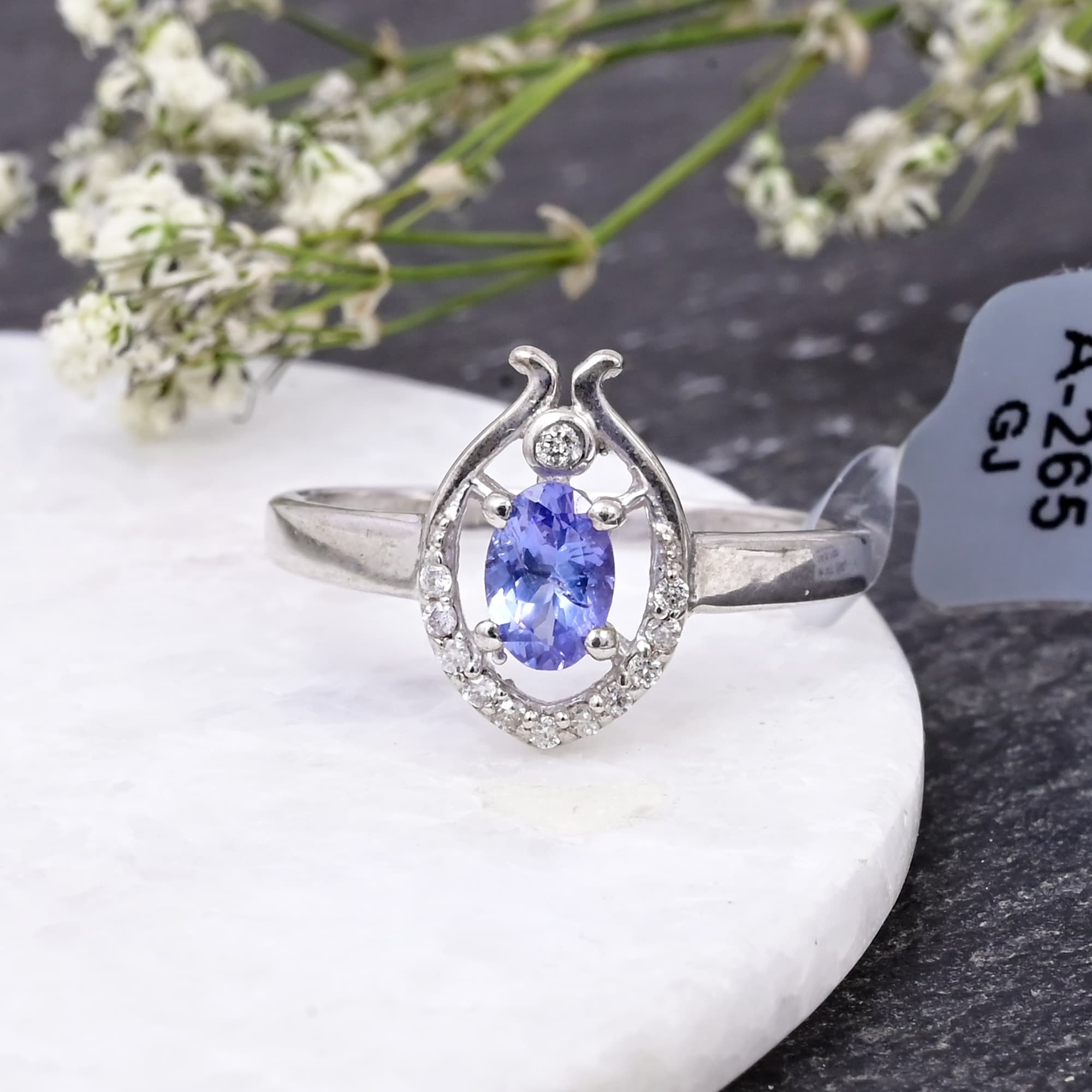 Ethereal Tanzanite Halo Ring