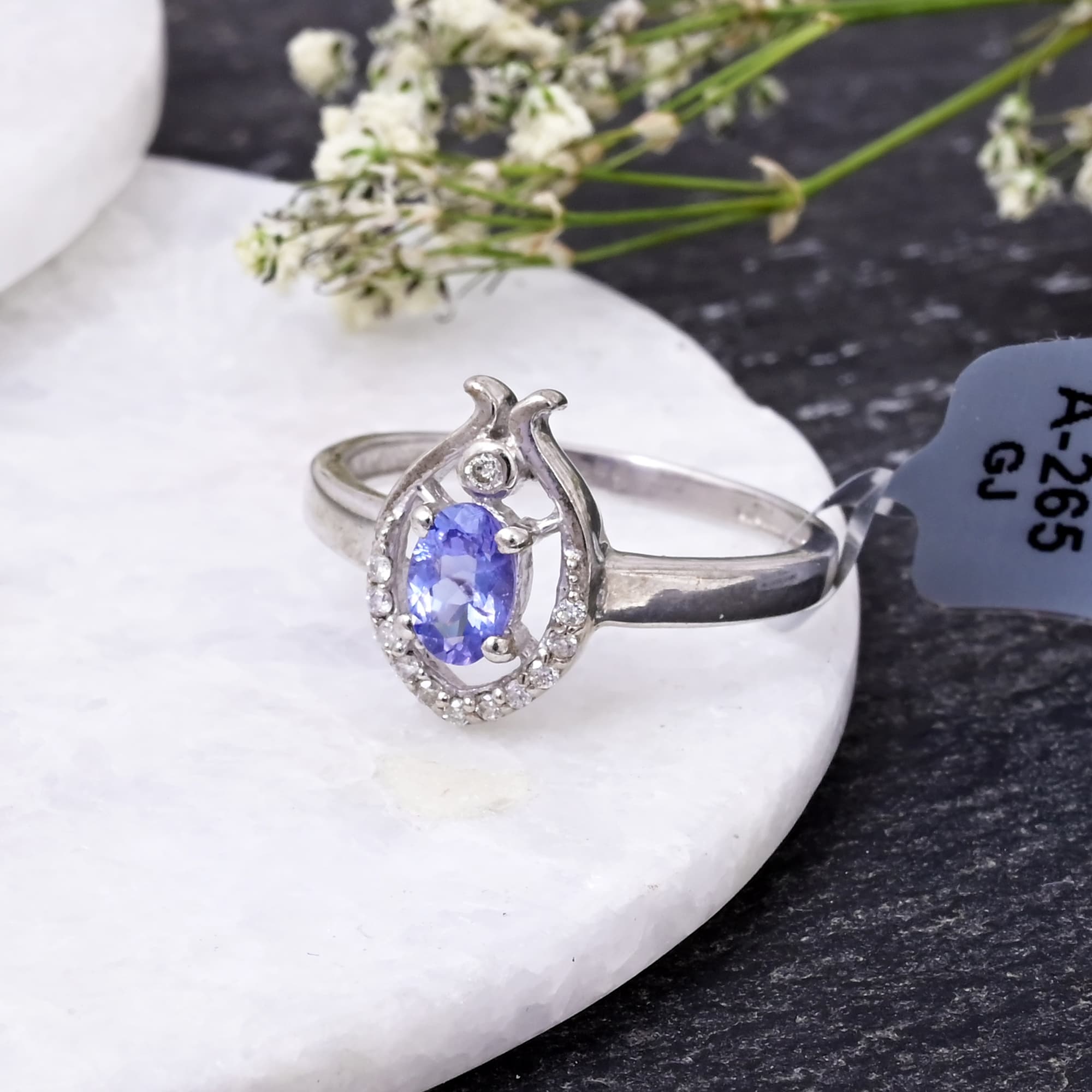 Ethereal Tanzanite Halo Ring alternate view