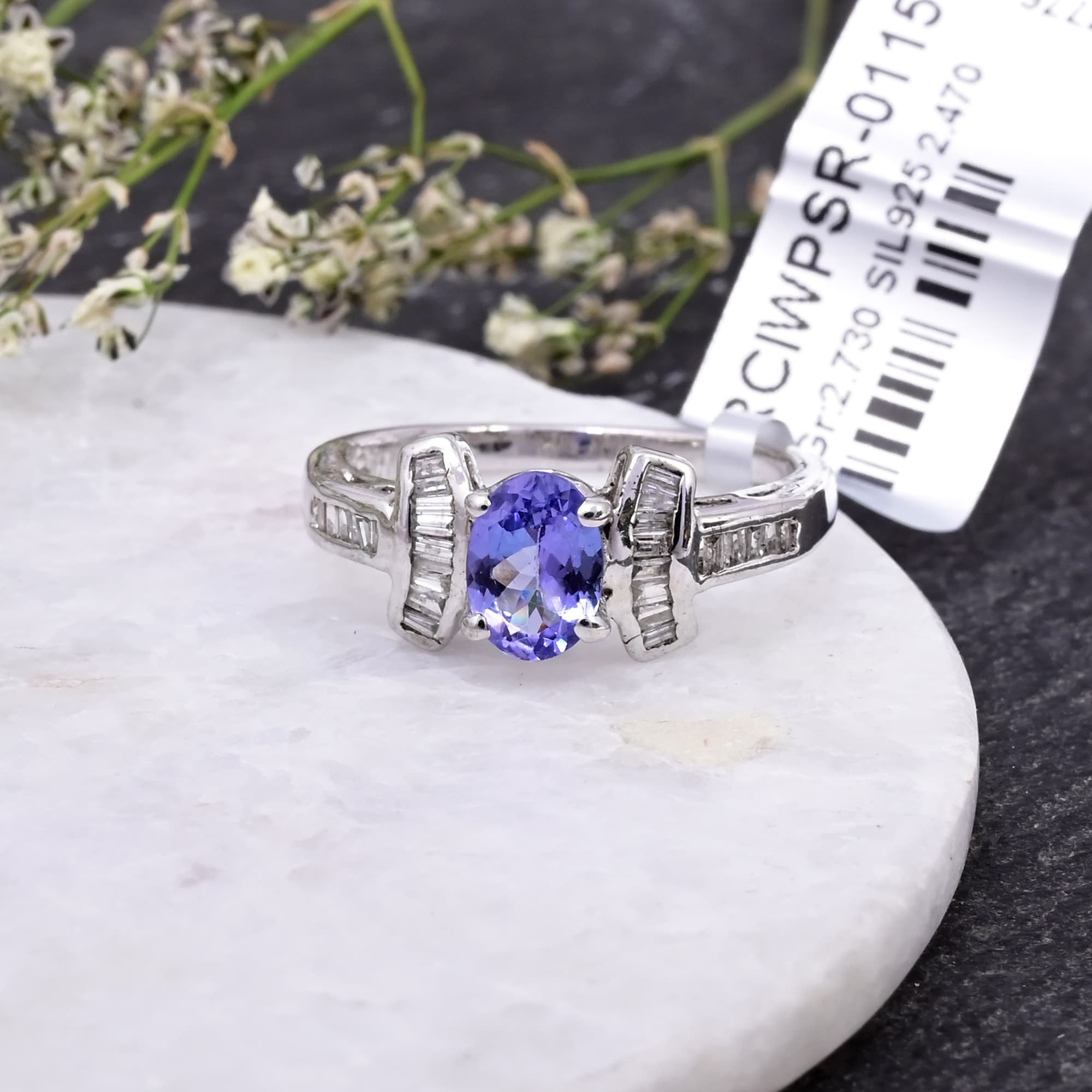 Aurora Tanzanite Baguette Ring