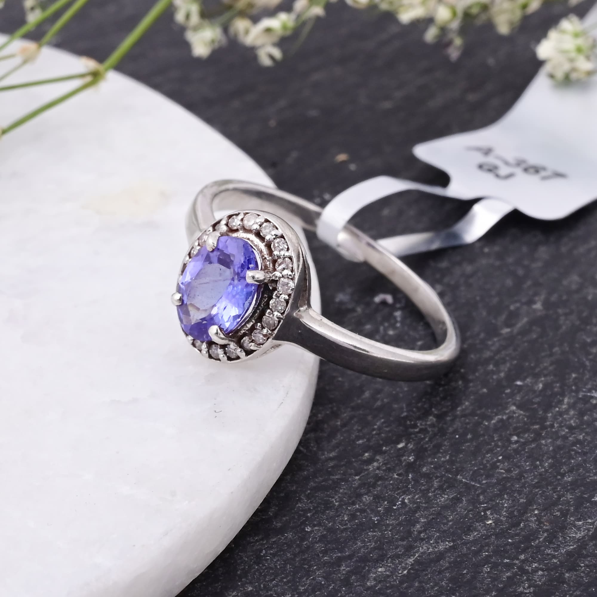 Royal Aura Tanzanite Halo Ring alternate view