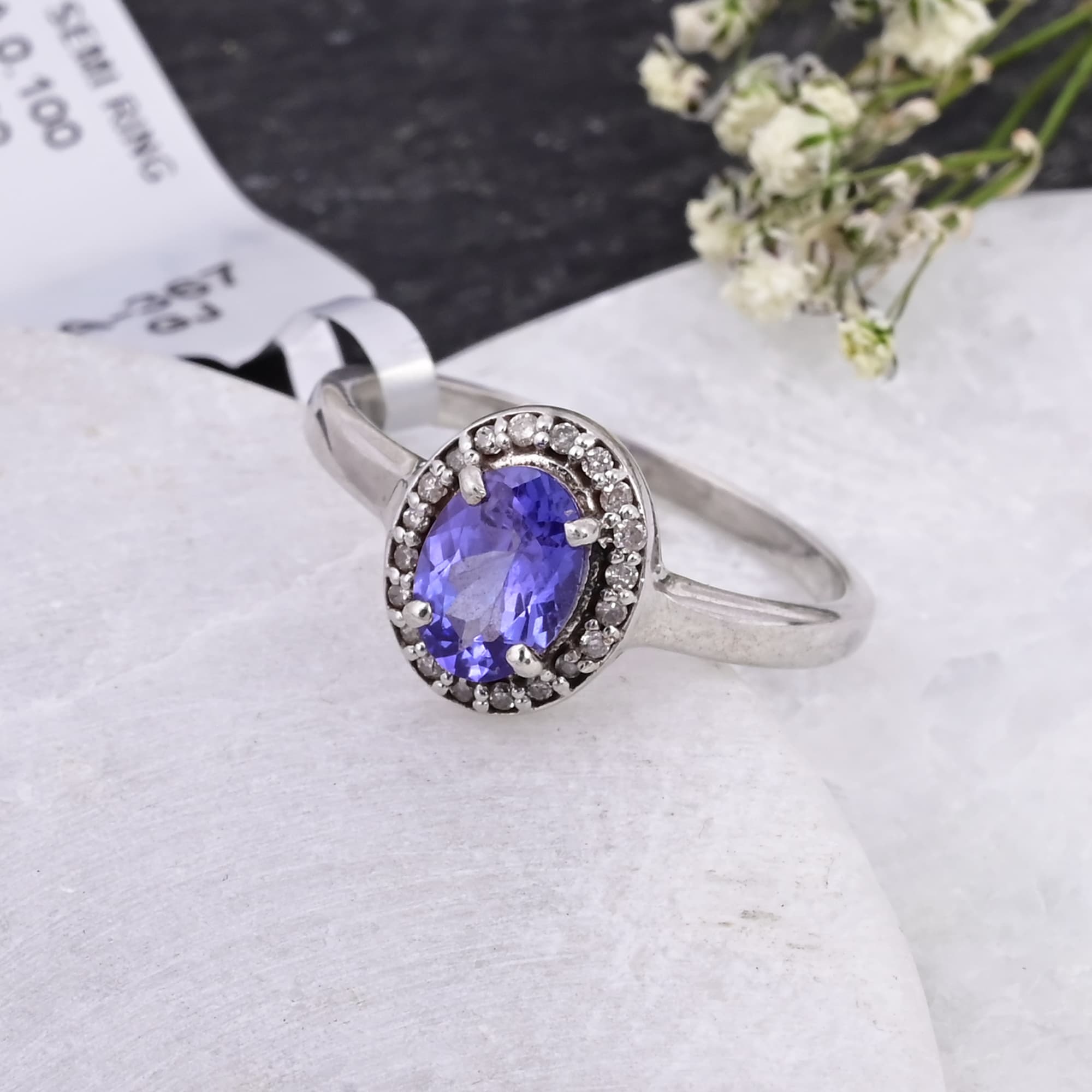 Royal Aura Tanzanite Halo Ring