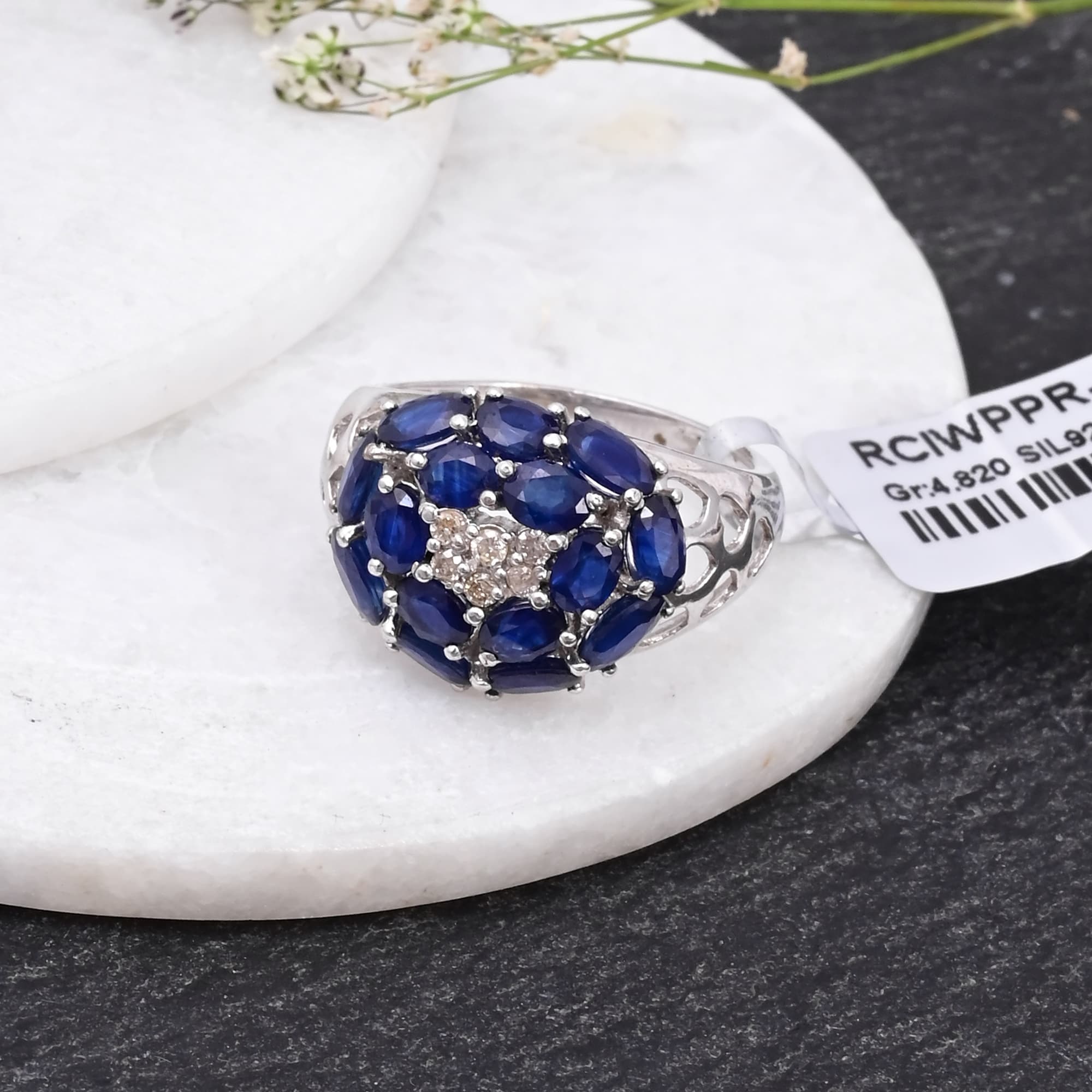 Royal Sapphire Halo Ring alternate view