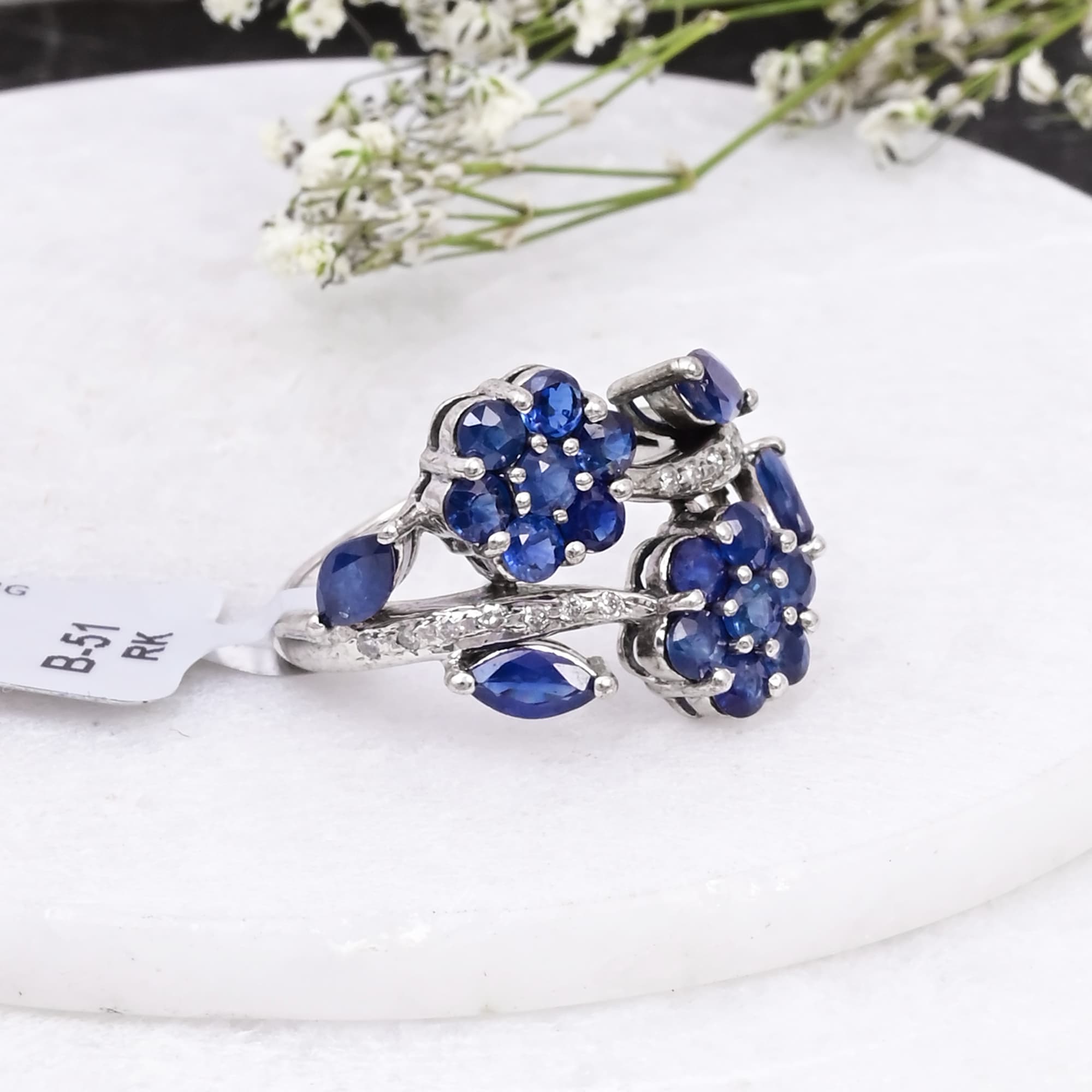 Sapphire Blossom Vine Ring alternate view