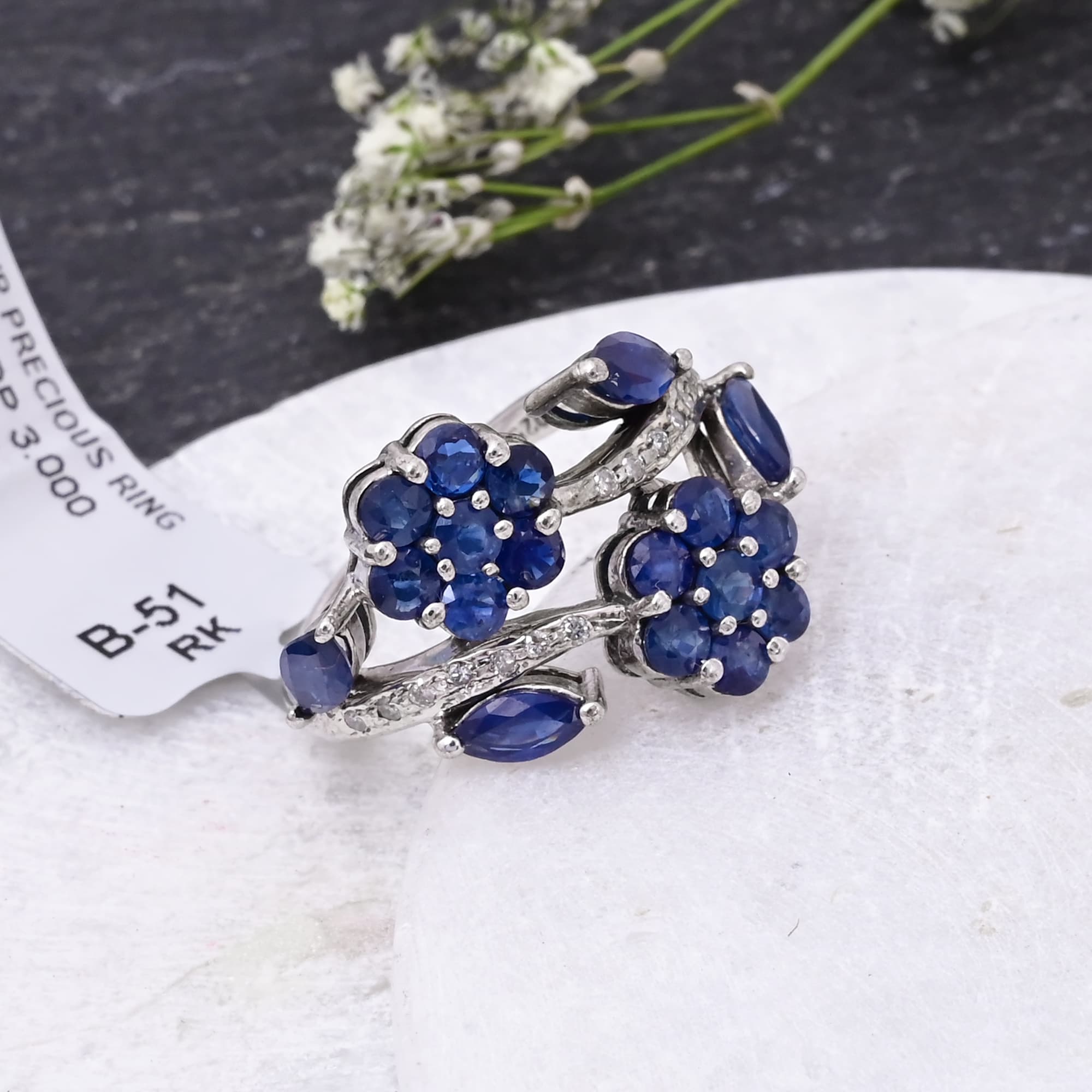 Sapphire Blossom Vine Ring