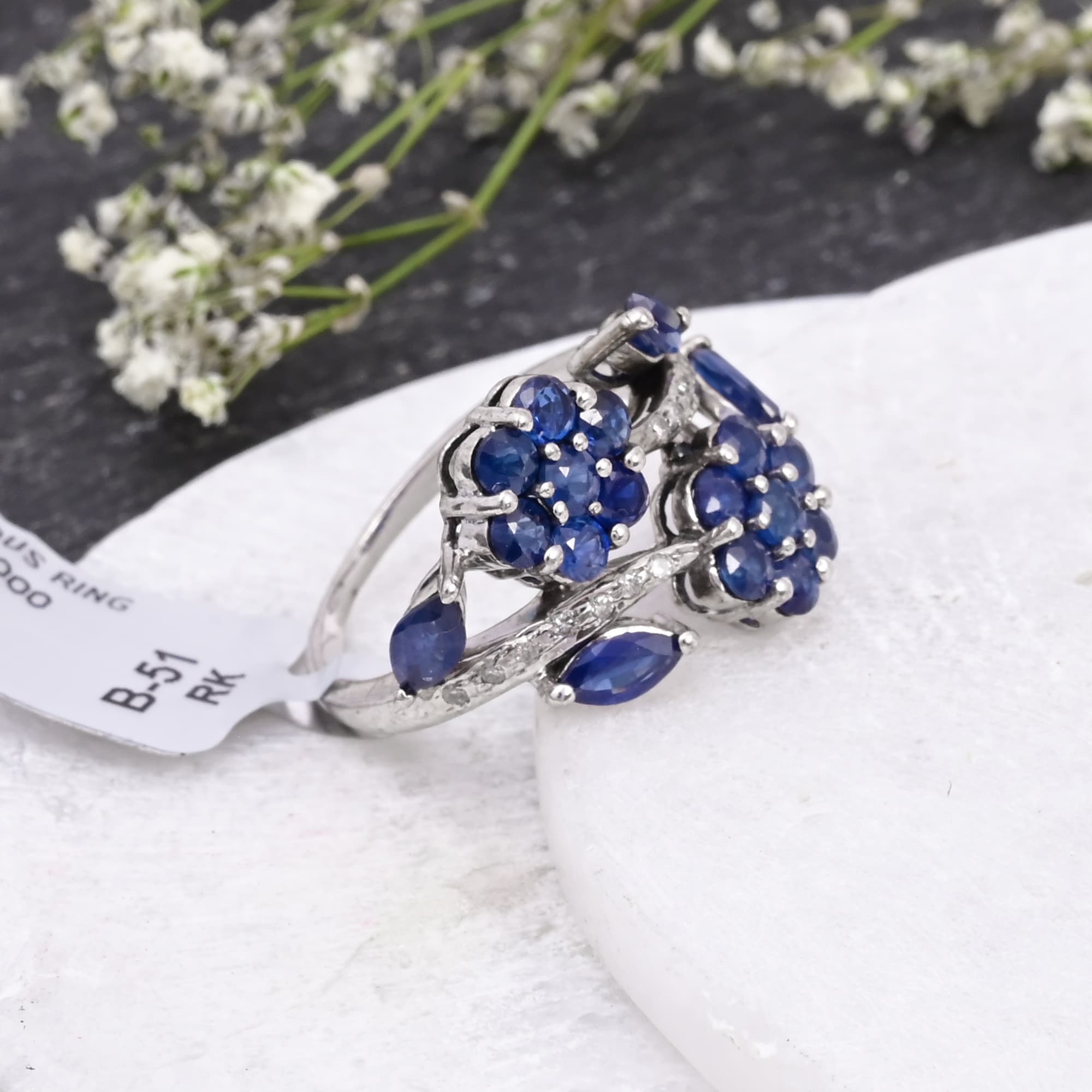 Sapphire Blossom Vine Ring